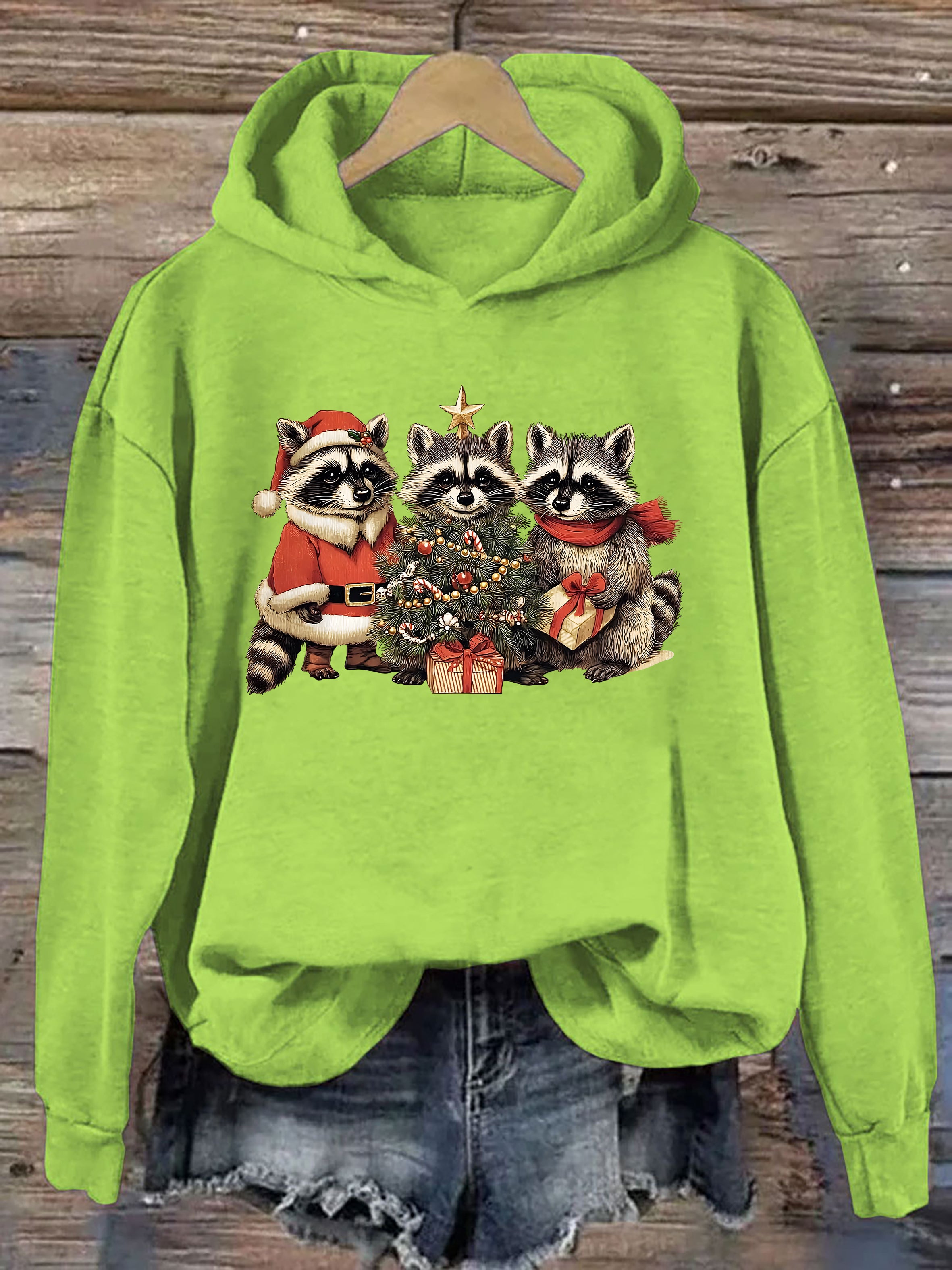 Christmas Santa Raccoons Hoodie