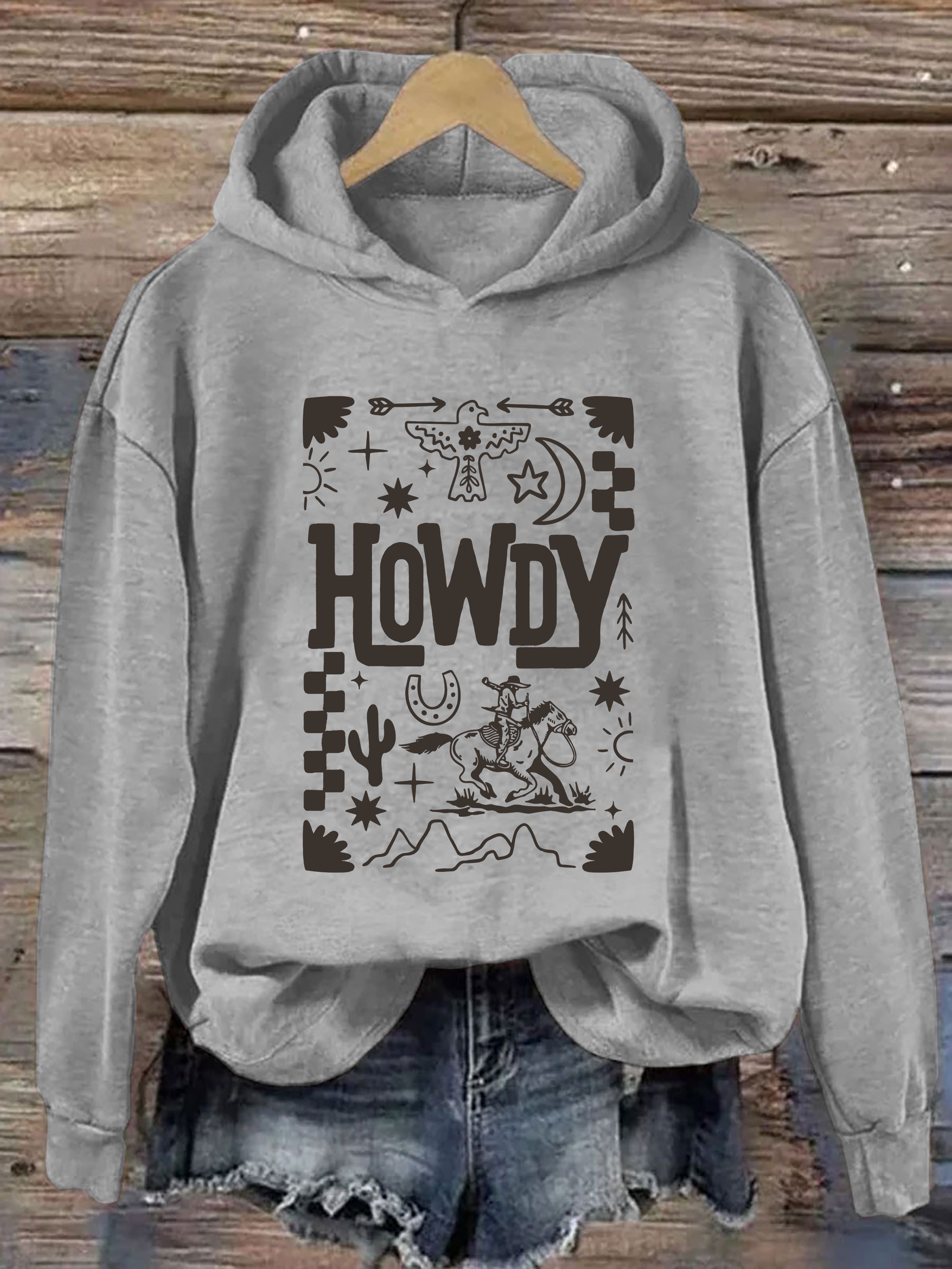 Howdy Cowboy Retro Floral Western Hoodie