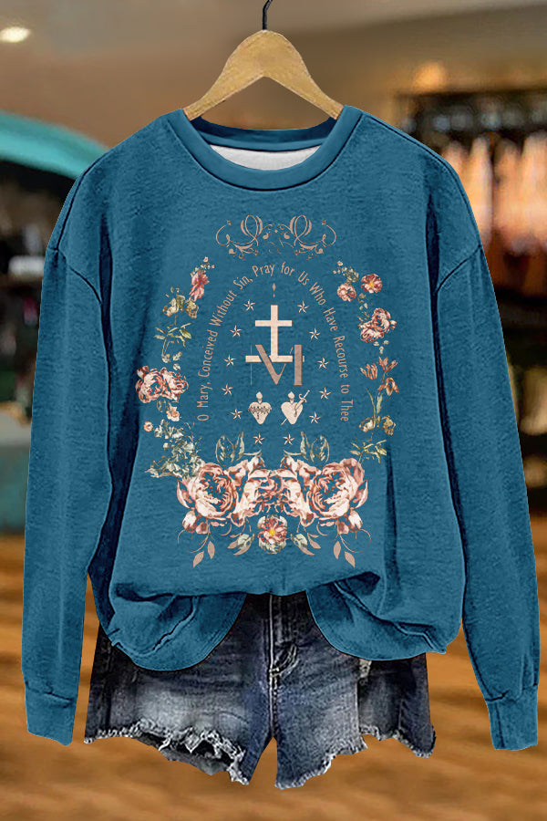 Cute Christian Candlemas Marian Catholic Print Sweatshirt