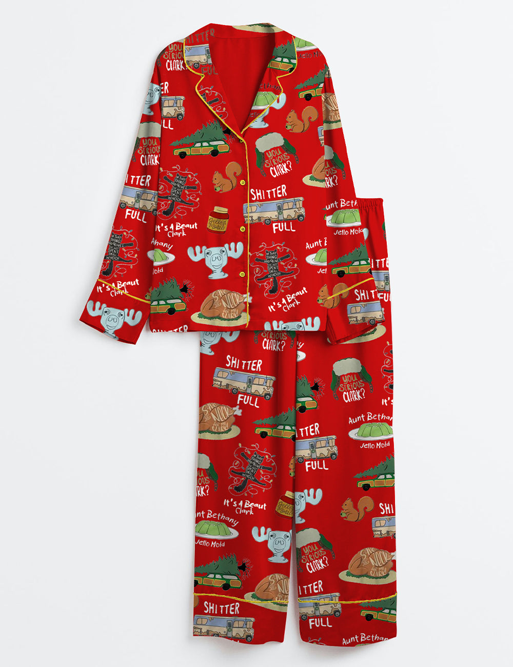 Women's It's A Beaut Clark Christmas Vacation Long Sleeve Satin Pajama Set