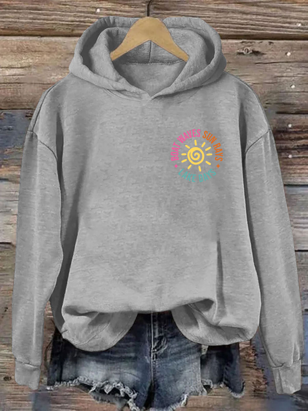 Boat Waves Sun Rays Lake Days Hoodie