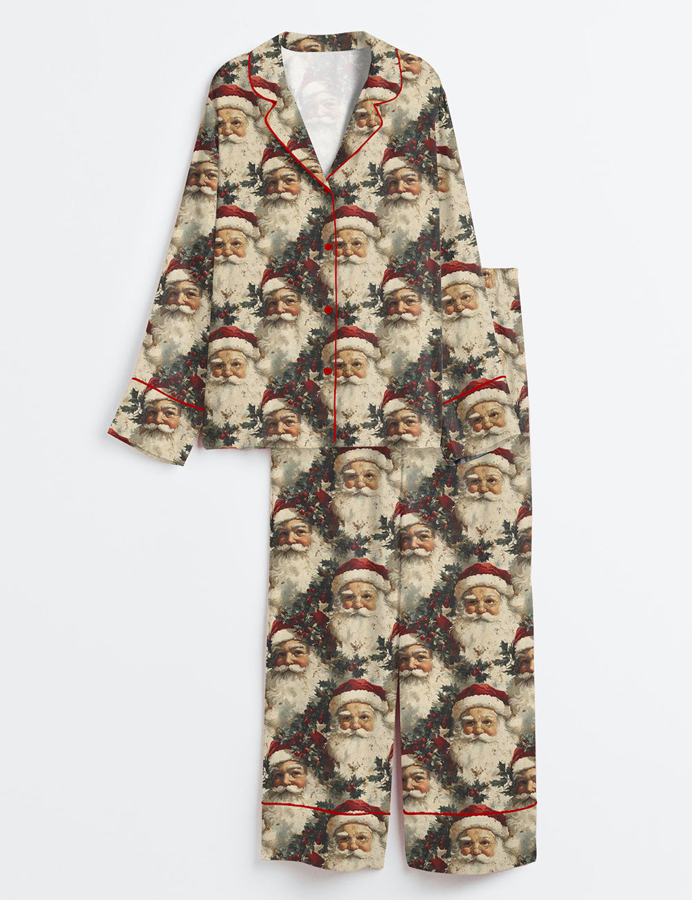 Christmas Santa Claus Long Sleeve Satin Pajama Set