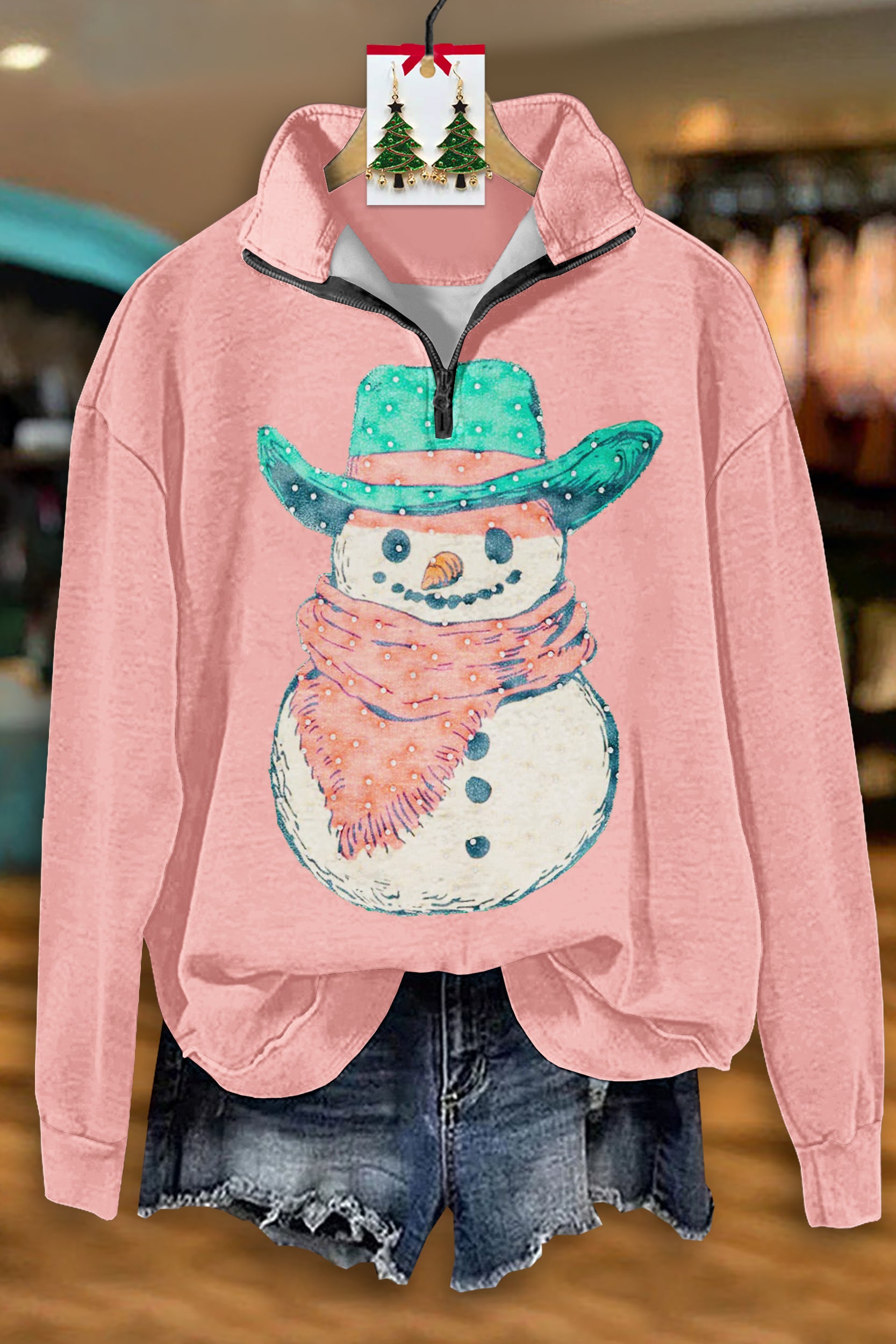 Cute Christmas Gingerbread Man Zip-Up Sweatshirt