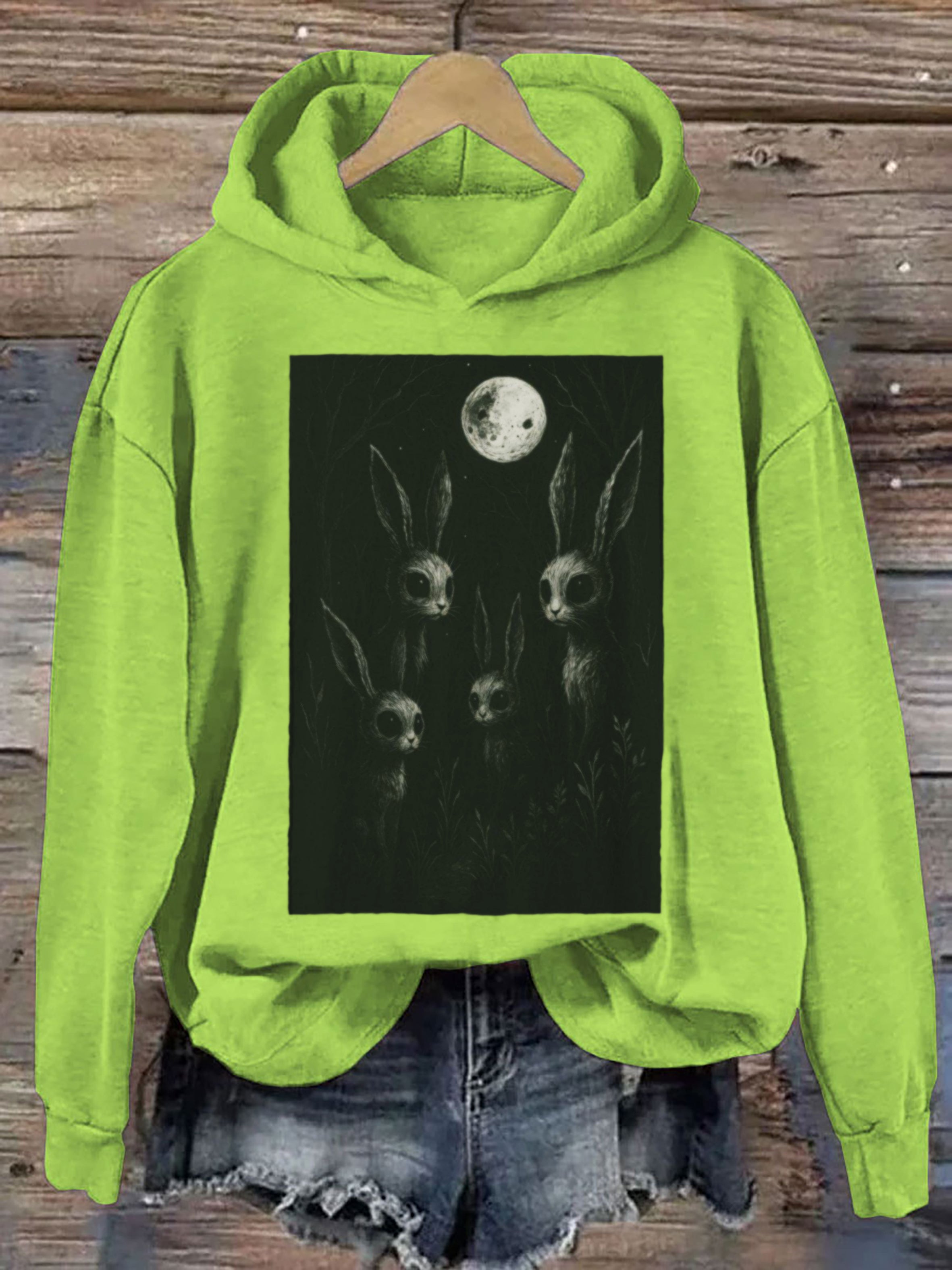 Creepy Bunny Forestcore Gothic Animal Hoodie