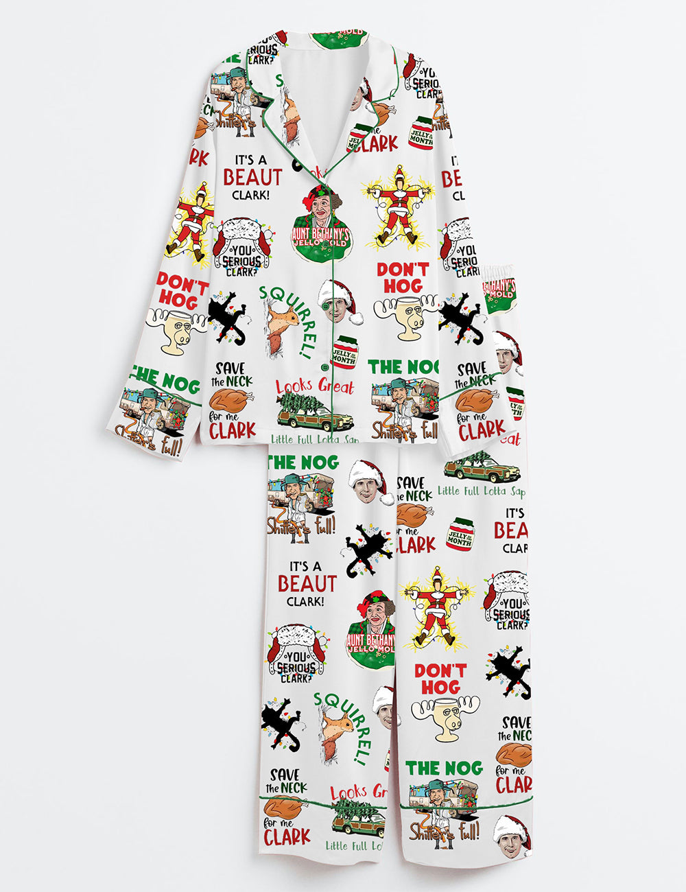 Griswold Christmas Family It's A Beaut Clark Shitters Full Vacation Long Sleeve Satin Pajama Set