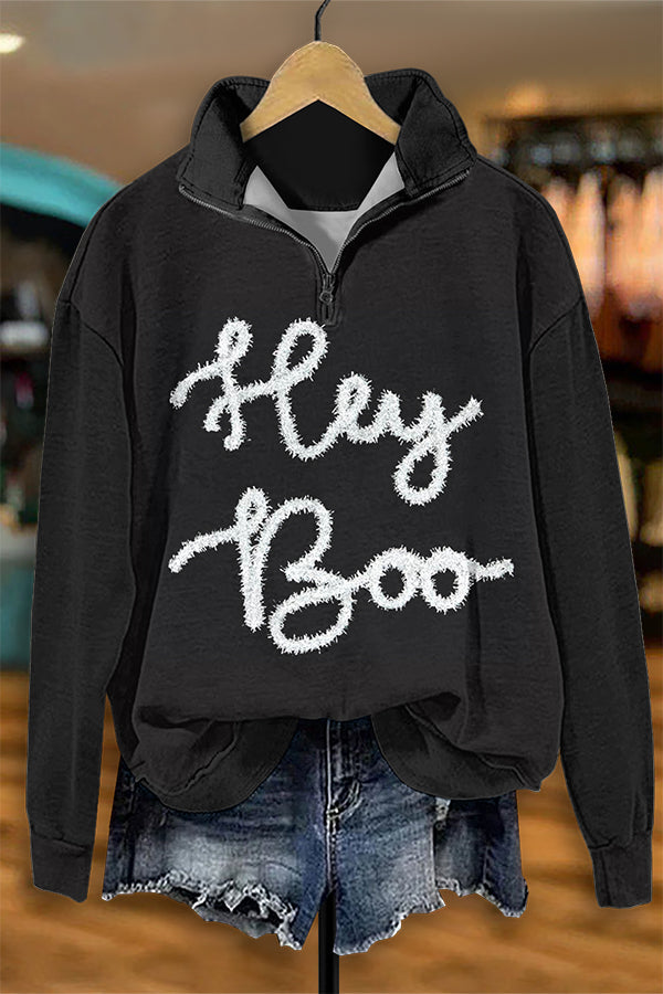 Halloween Hey Boo Zipper Sweatshirt