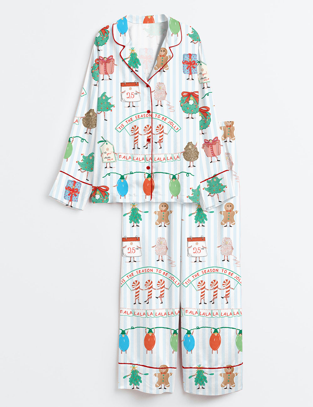 Tis The Season To Be Jolly Christmas Festive Holiday Jolly Season Long Sleeve Satin Pajama Set