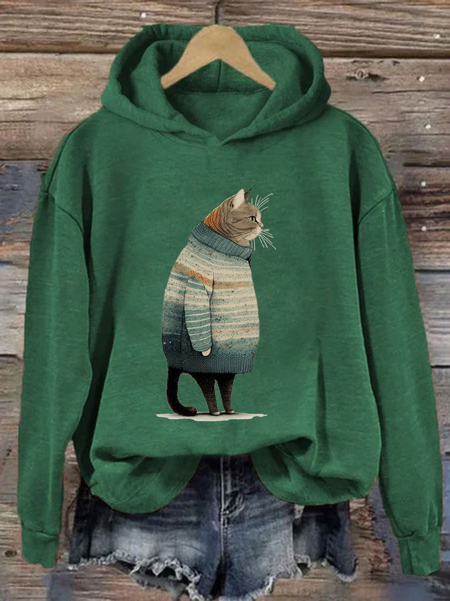 Fat Gray Cat in Hoodie