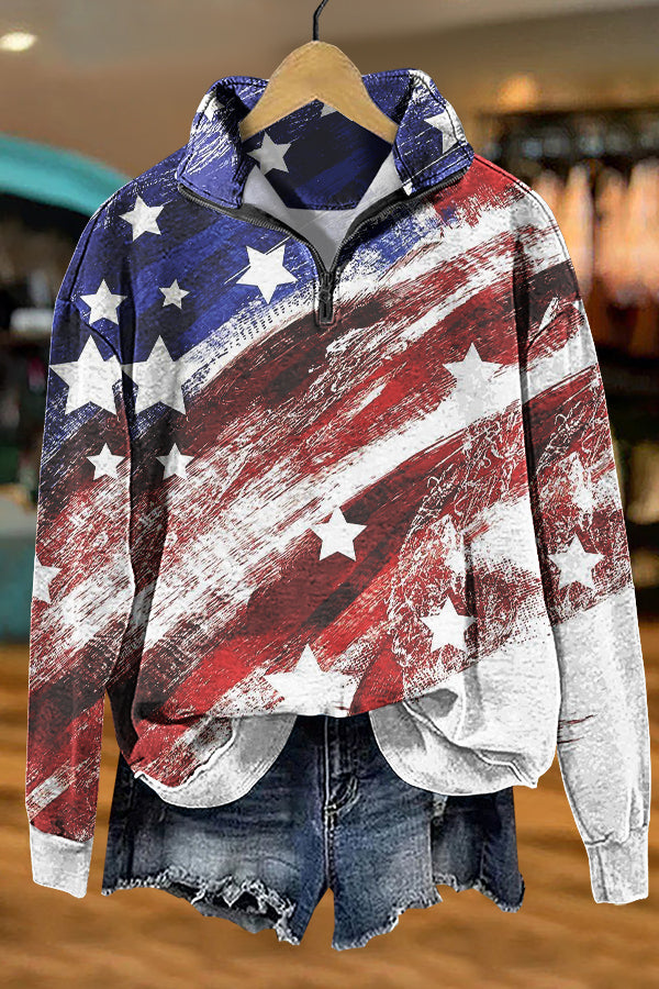 Chic Patriotic Day Print Sweatshirt