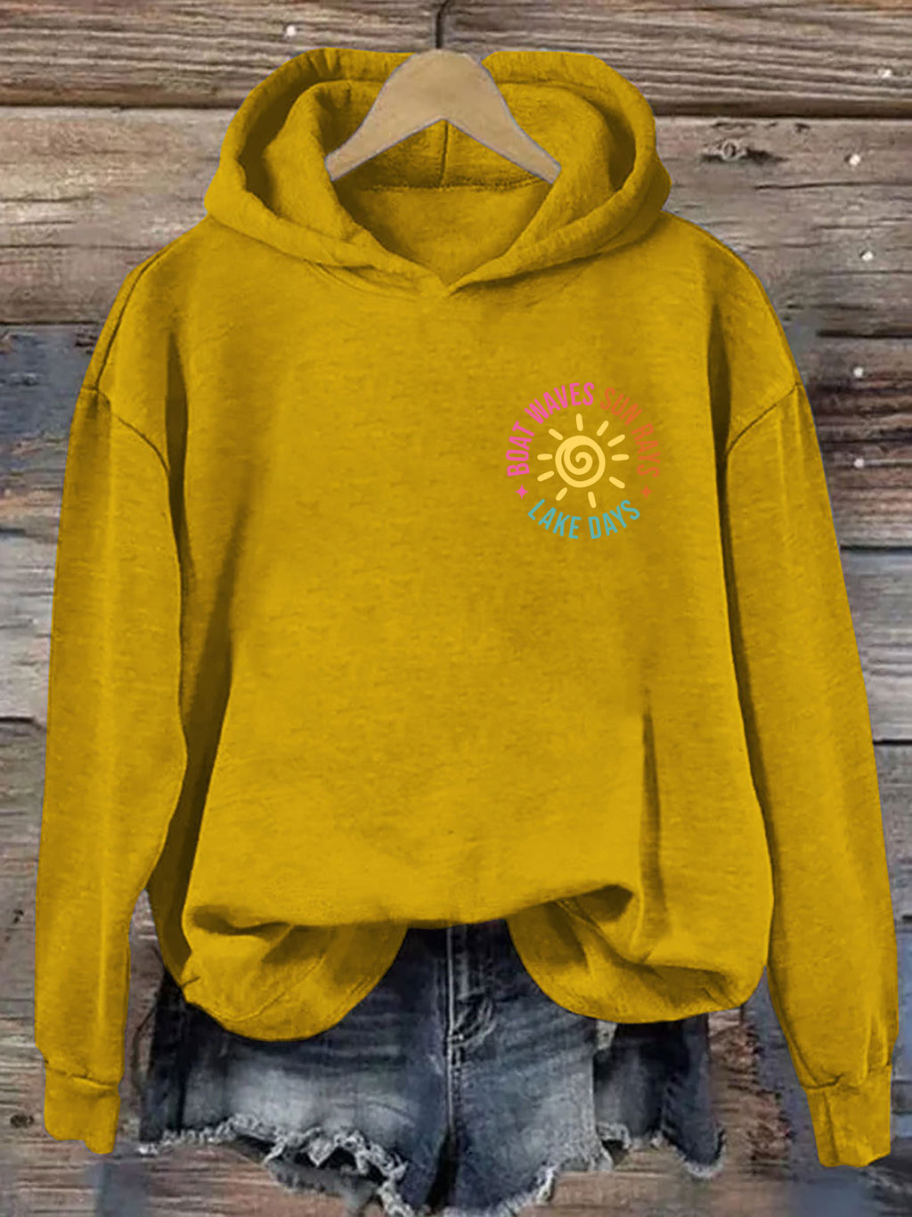 Boat Waves Sun Rays Lake Days Hoodie