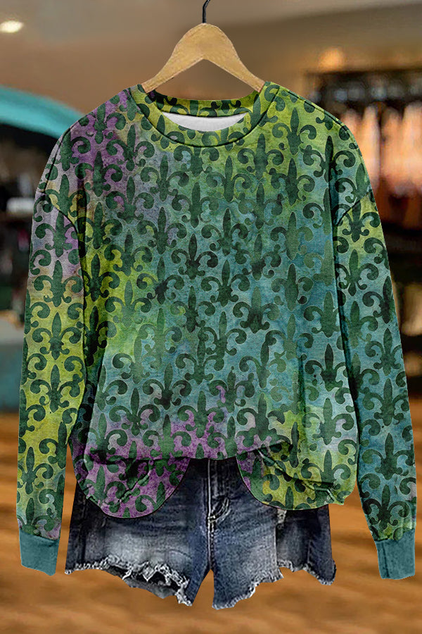 Unique Mardi Gras Print Sweatshirt