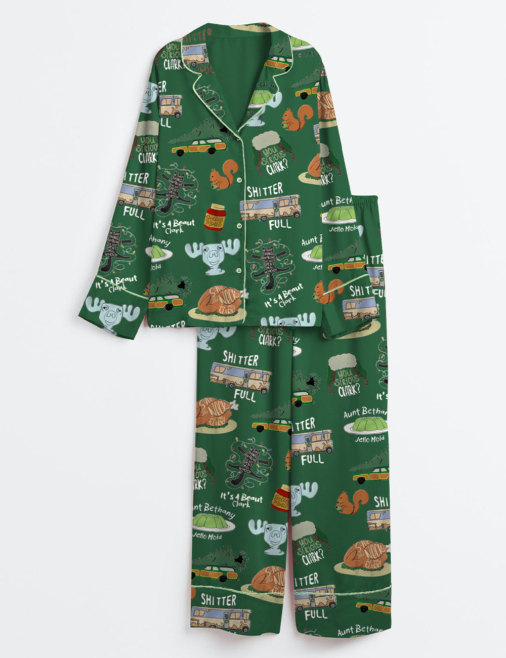 Women's It's A Beaut Clark Christmas Vacation Long Sleeve Satin Pajama Set