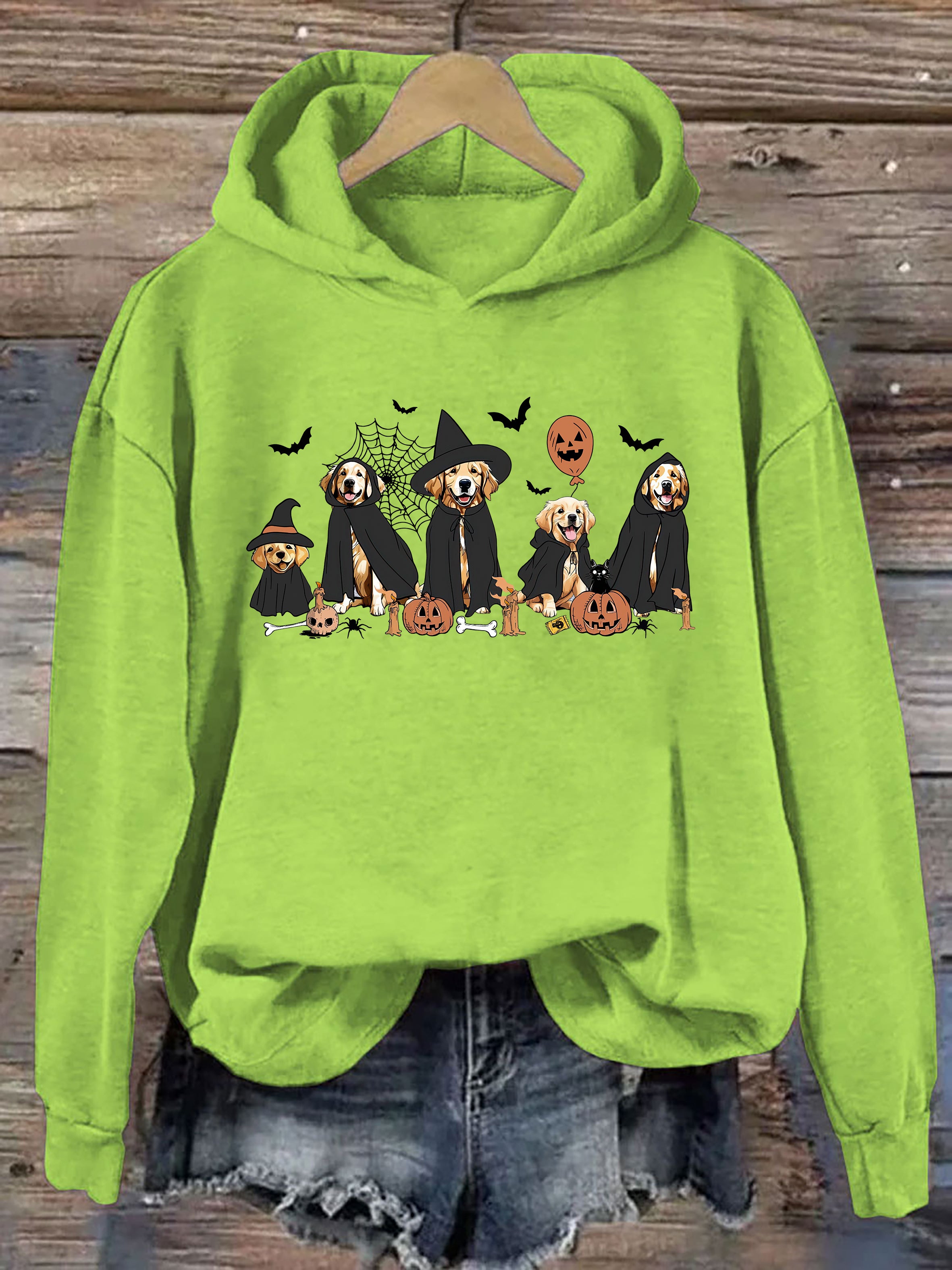 Ghost And Witch Golden Retriever Halloween Hoodie