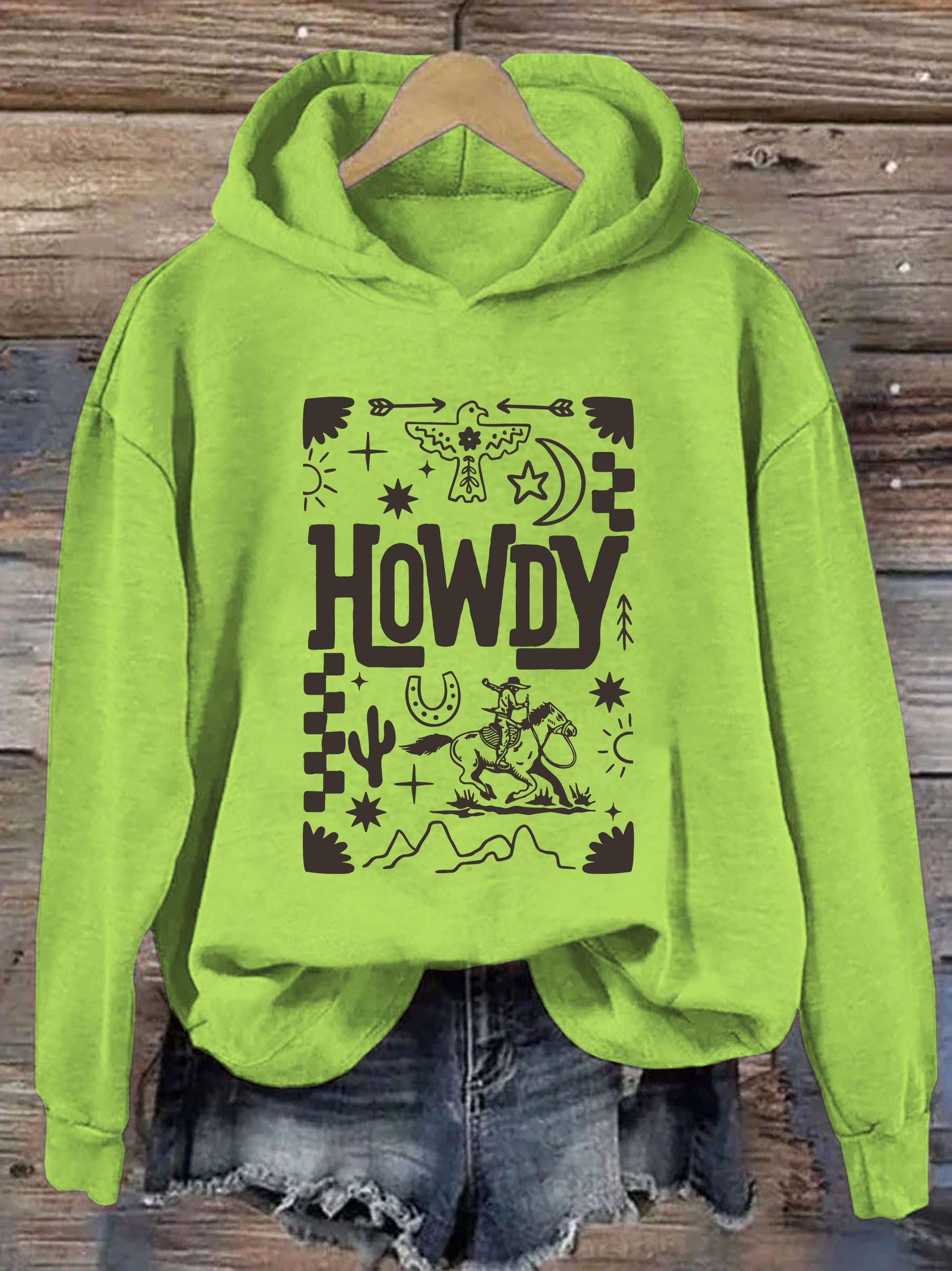 Howdy Cowboy Retro Floral Western Hoodie