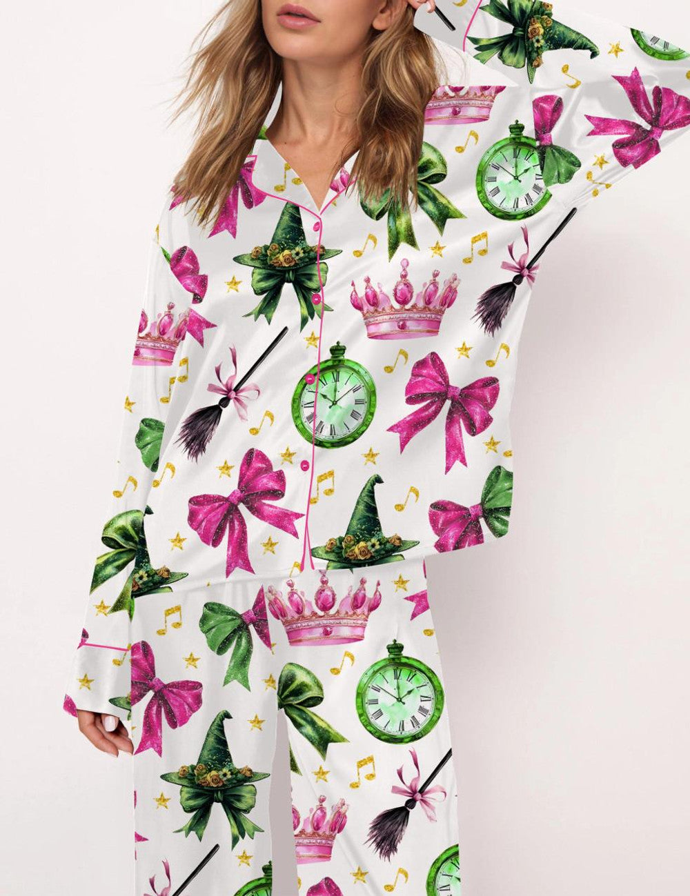 Long Sleeve Coquette Wicked Satin Pajama Set For Women