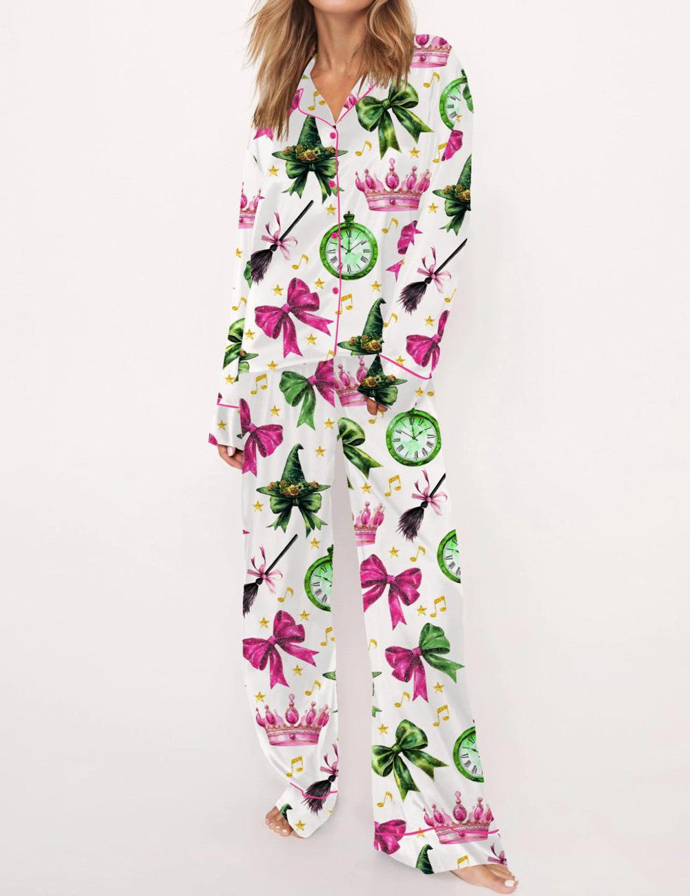 Long Sleeve Coquette Wicked Satin Pajama Set For Women