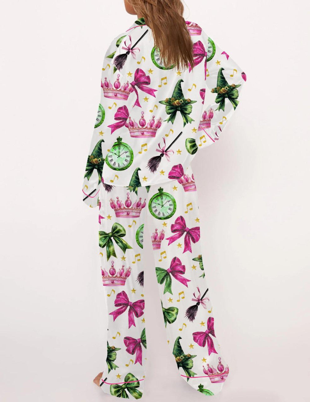 Long Sleeve Coquette Wicked Satin Pajama Set For Women