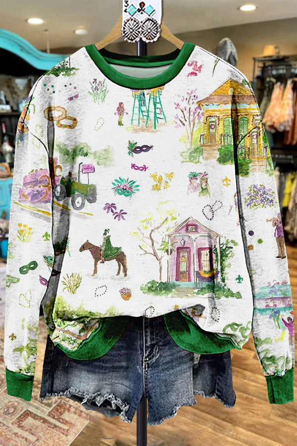 Classic Contrast Mardi Gras Sweatshirt