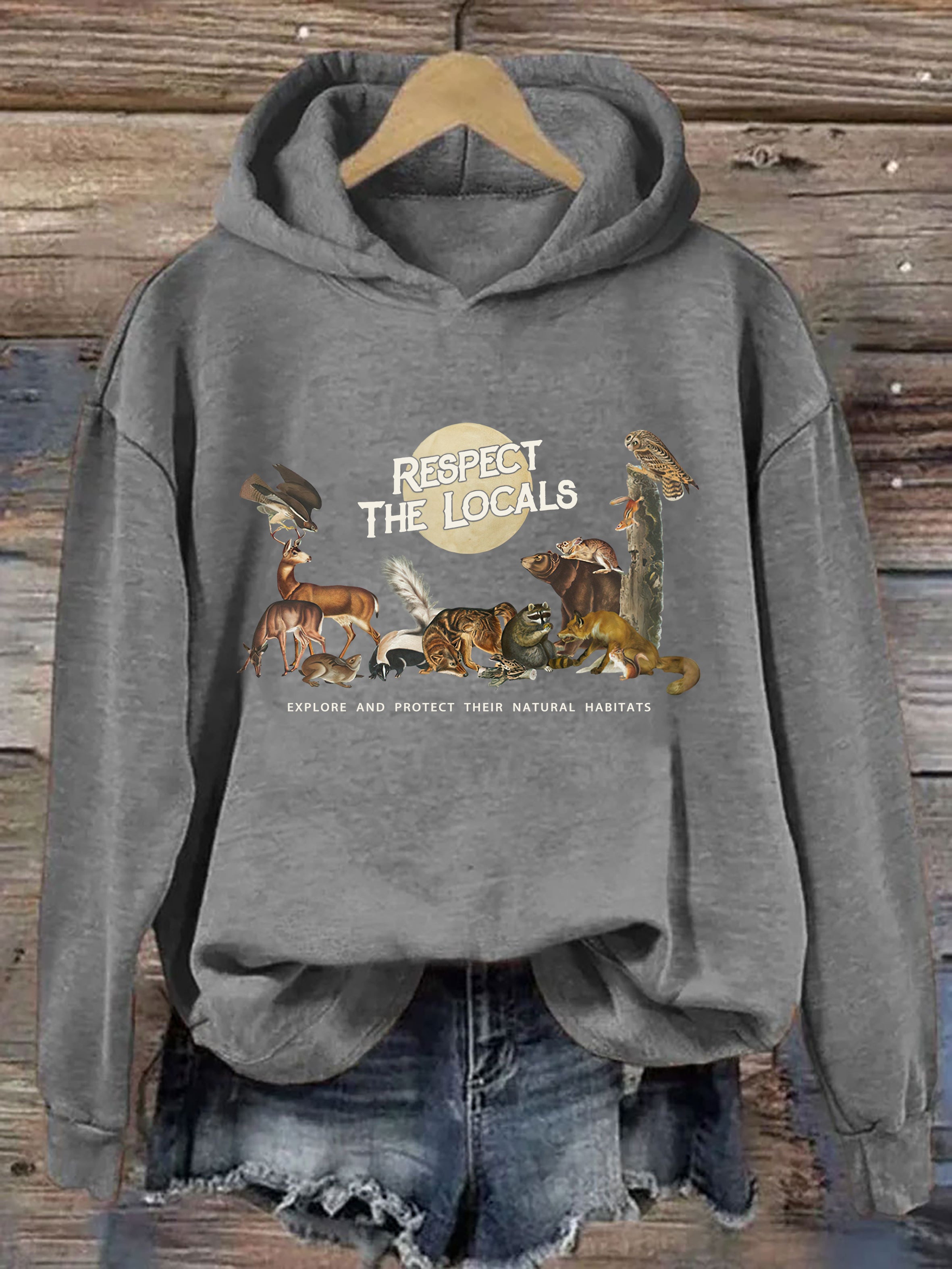 Respect The Locals Woodland Animals Hoodie