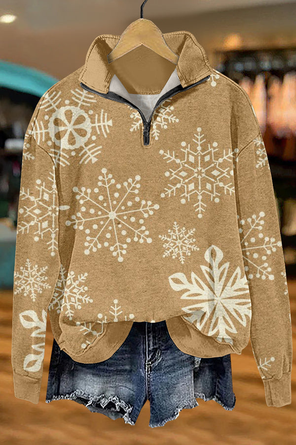 Cozy Christmas Snowflakes Cowboys Print Sweatshirt