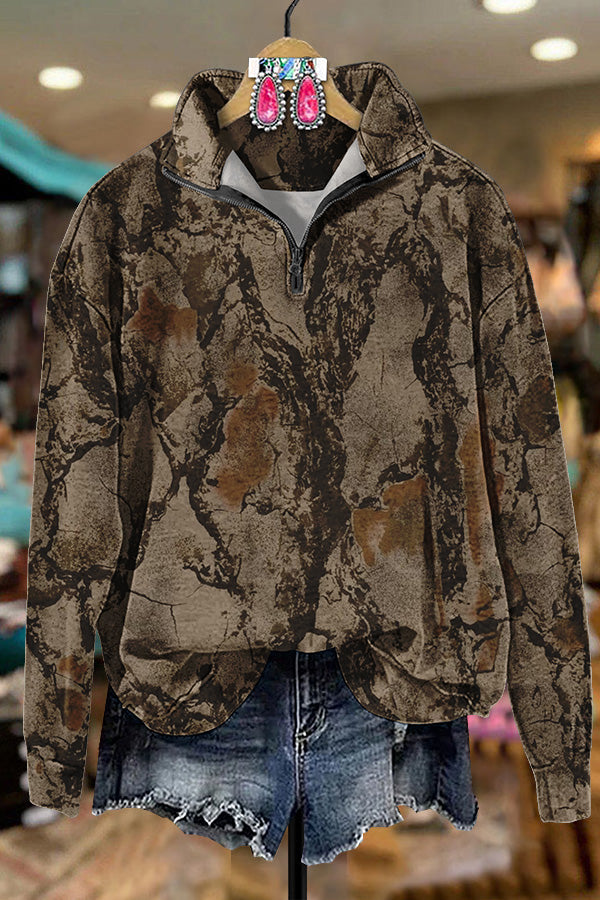 Jungle Camouflage Zipper Sweatshirt