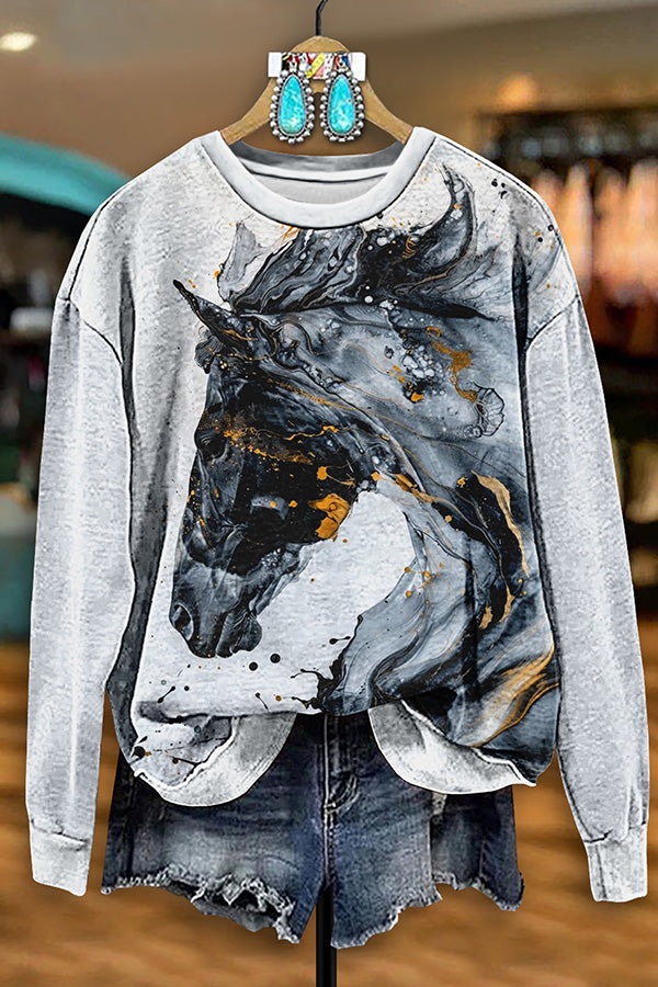 Vintage Western Horse Print Sweatshirt