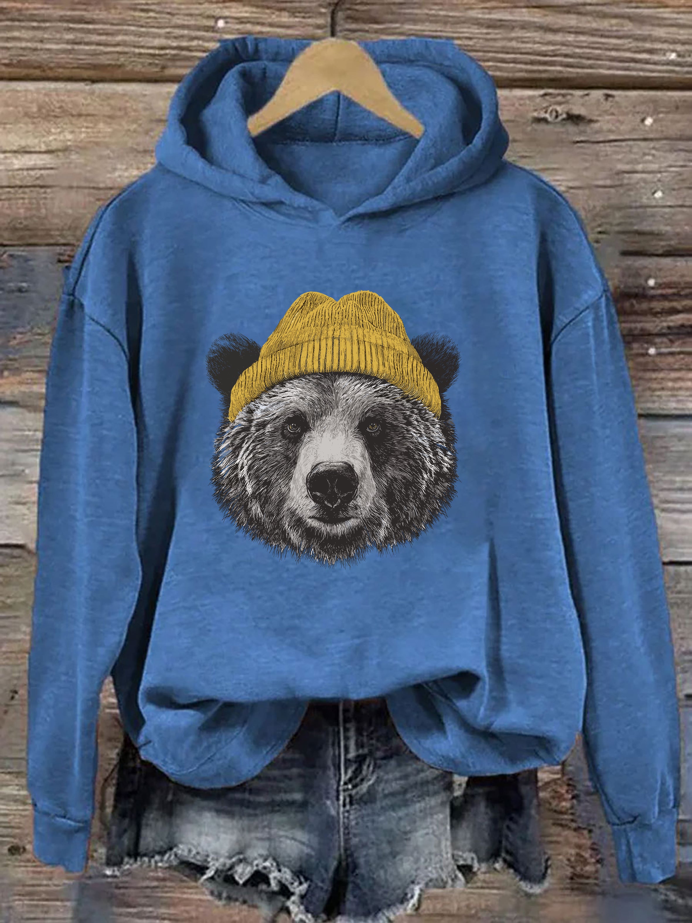 Grizzly Bear in Beanie Hoodie