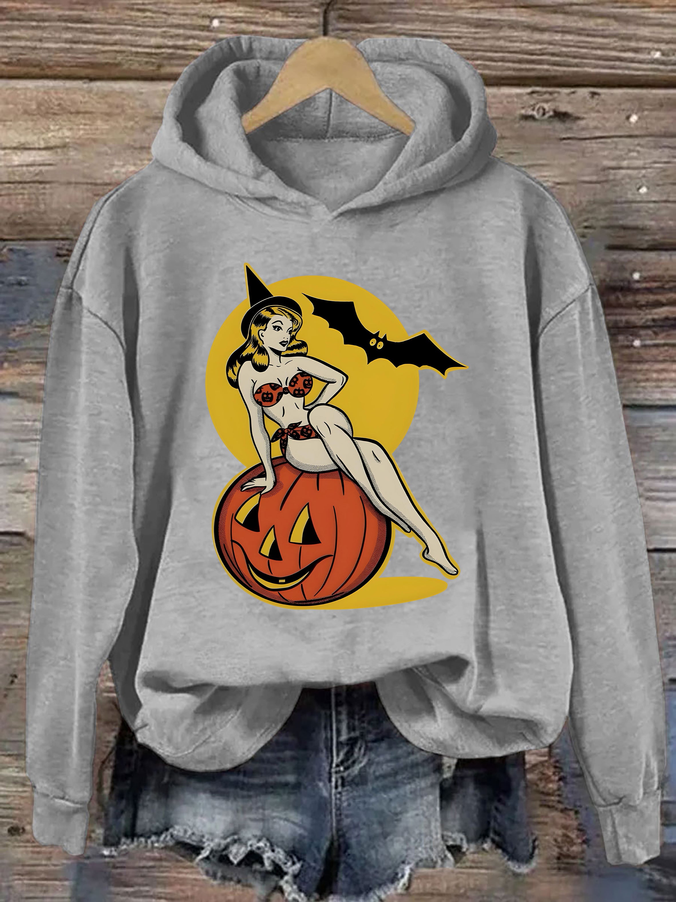 Halloween Girl Pumpkin Bat Hoodie