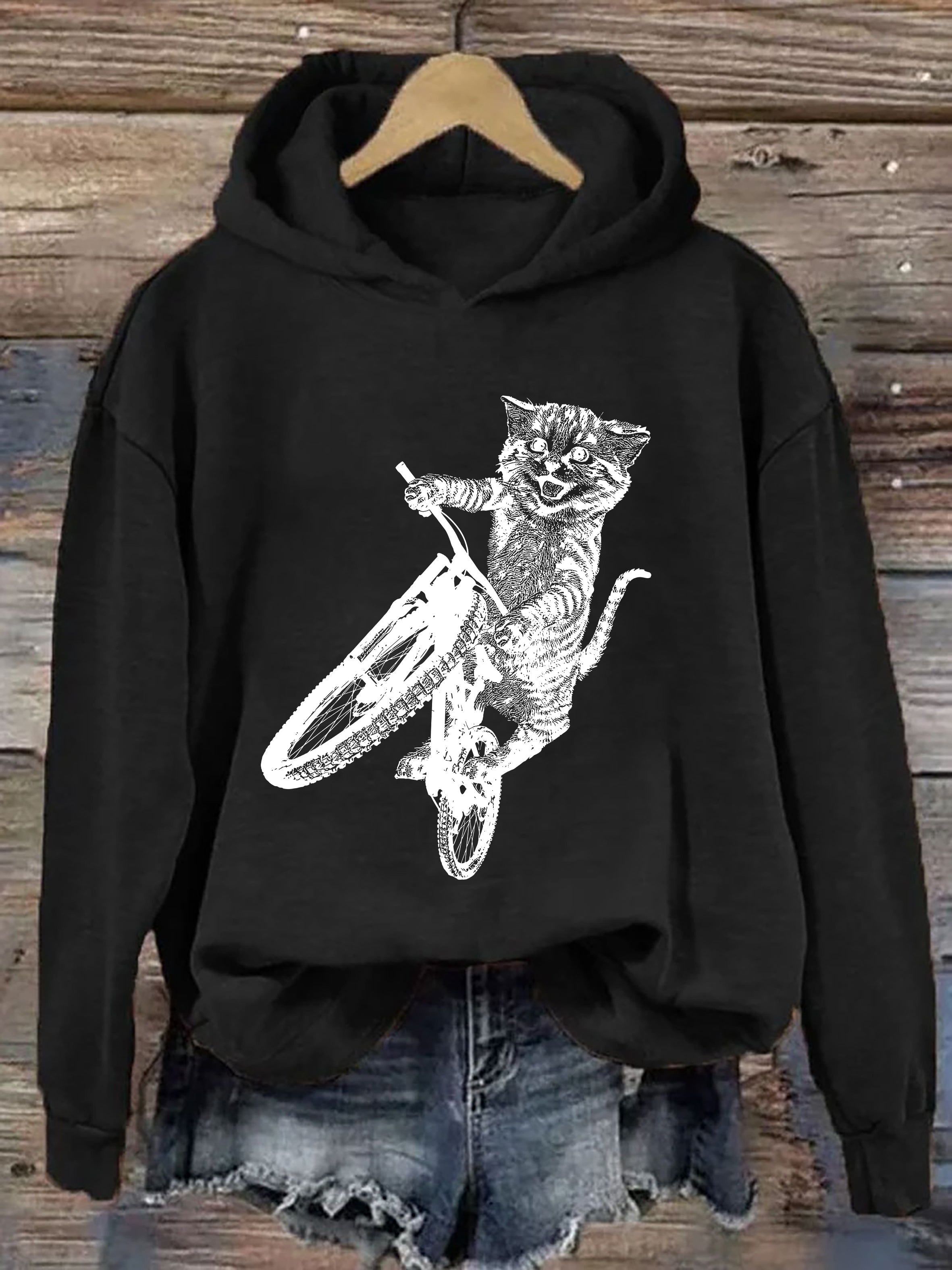 Cat Riding A Bicycle Hoodie