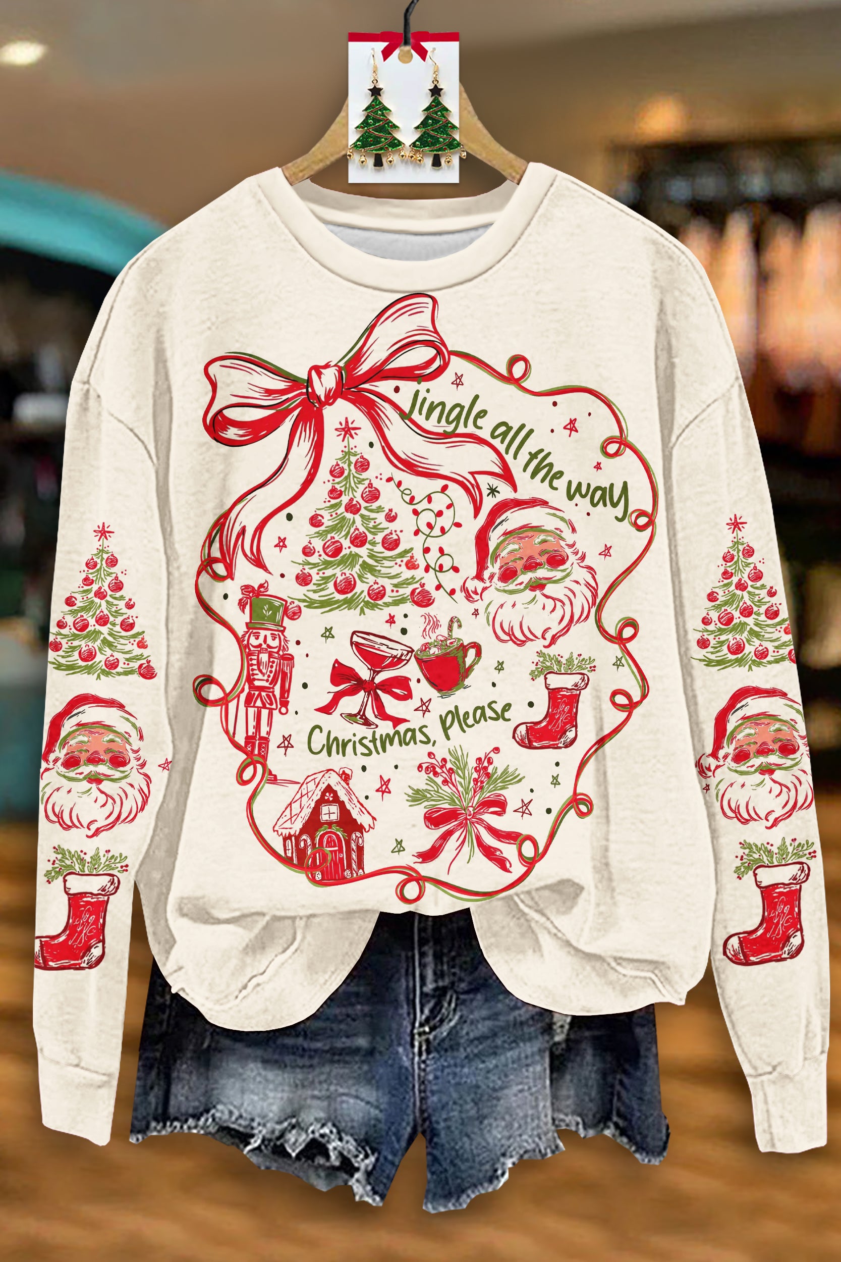 Cute Christmas Print Sweatshirt