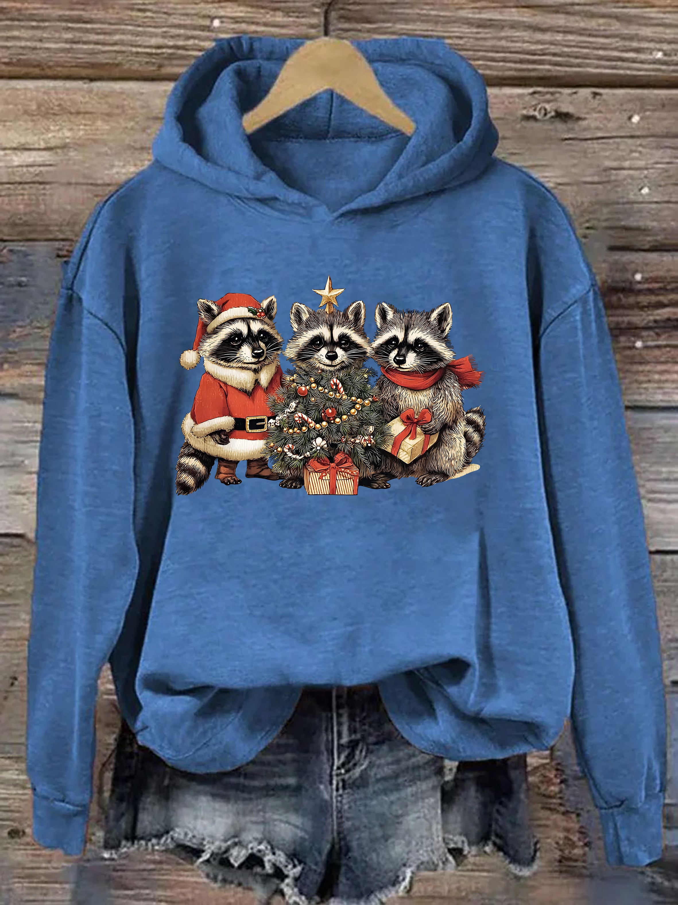 Christmas Santa Raccoons Hoodie