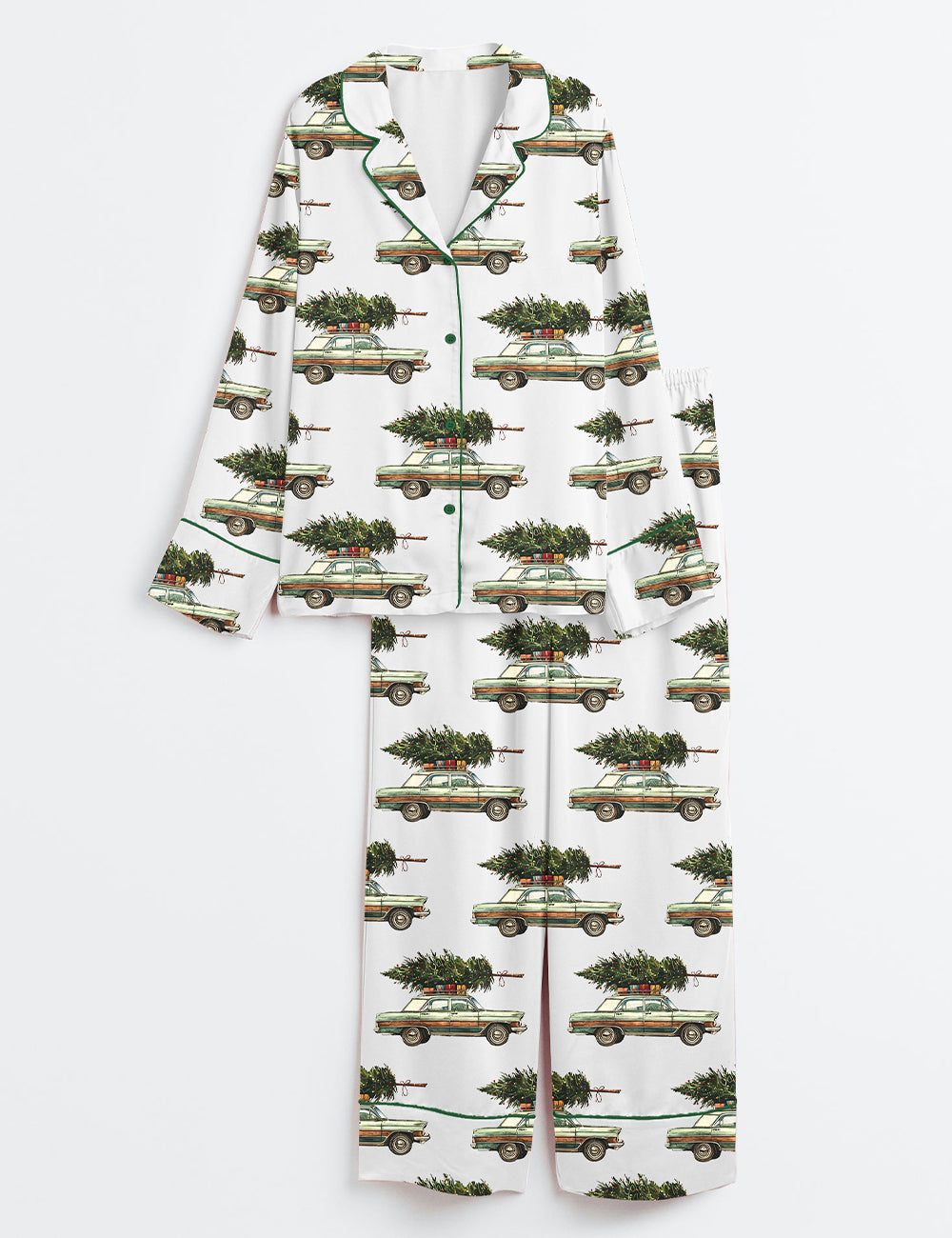 Griswold Christmas Tree Farm Long Sleeve Satin Pajama Set