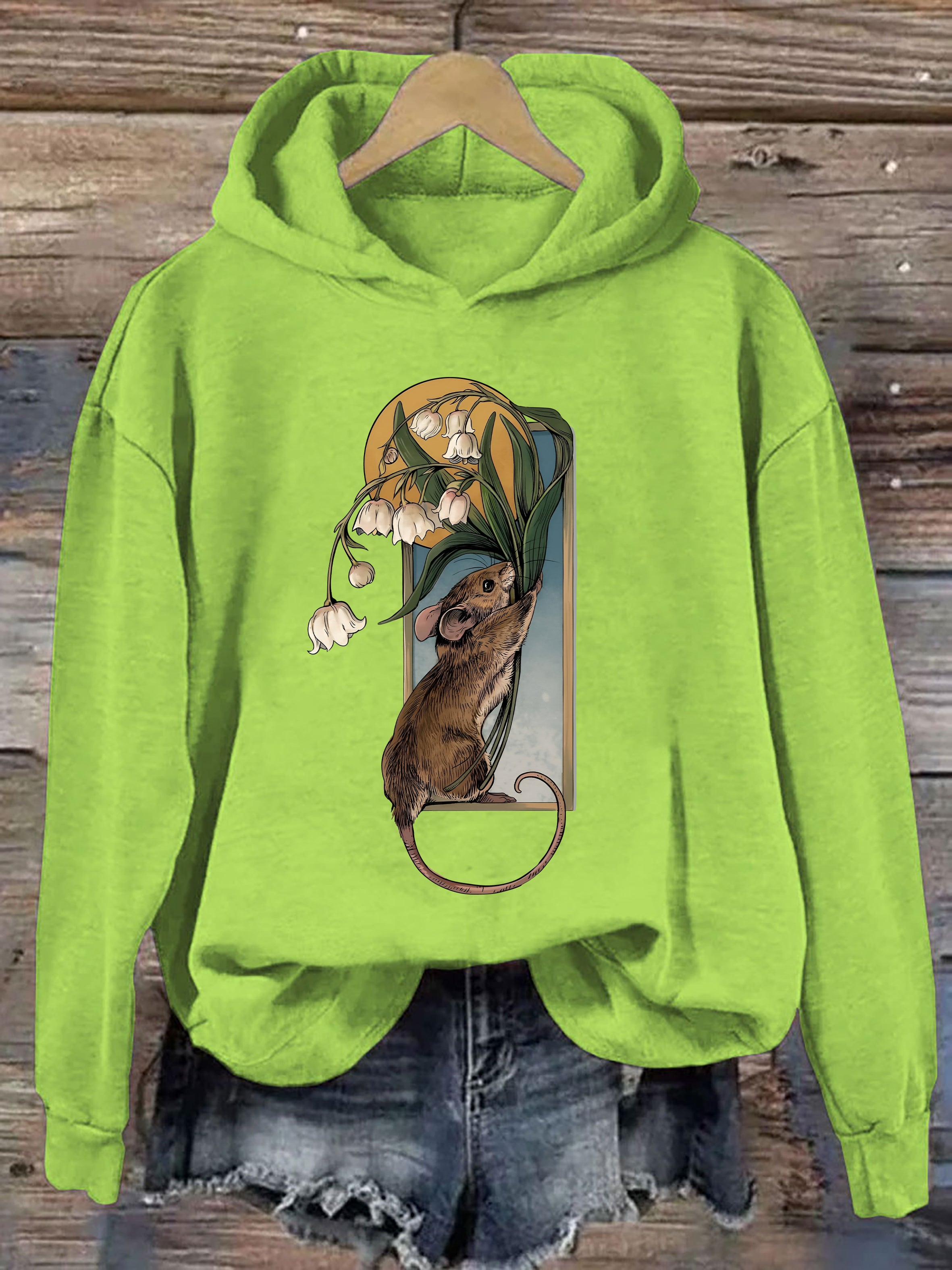 Cute Mouse And Lily Of The Valley Hoodie