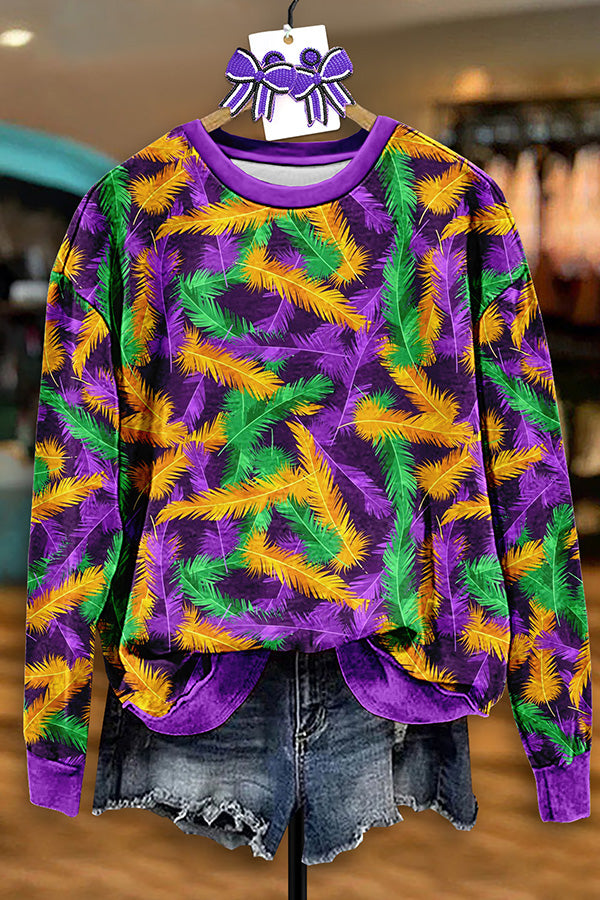 Vintage Mardi Gras Print Sweatshirt