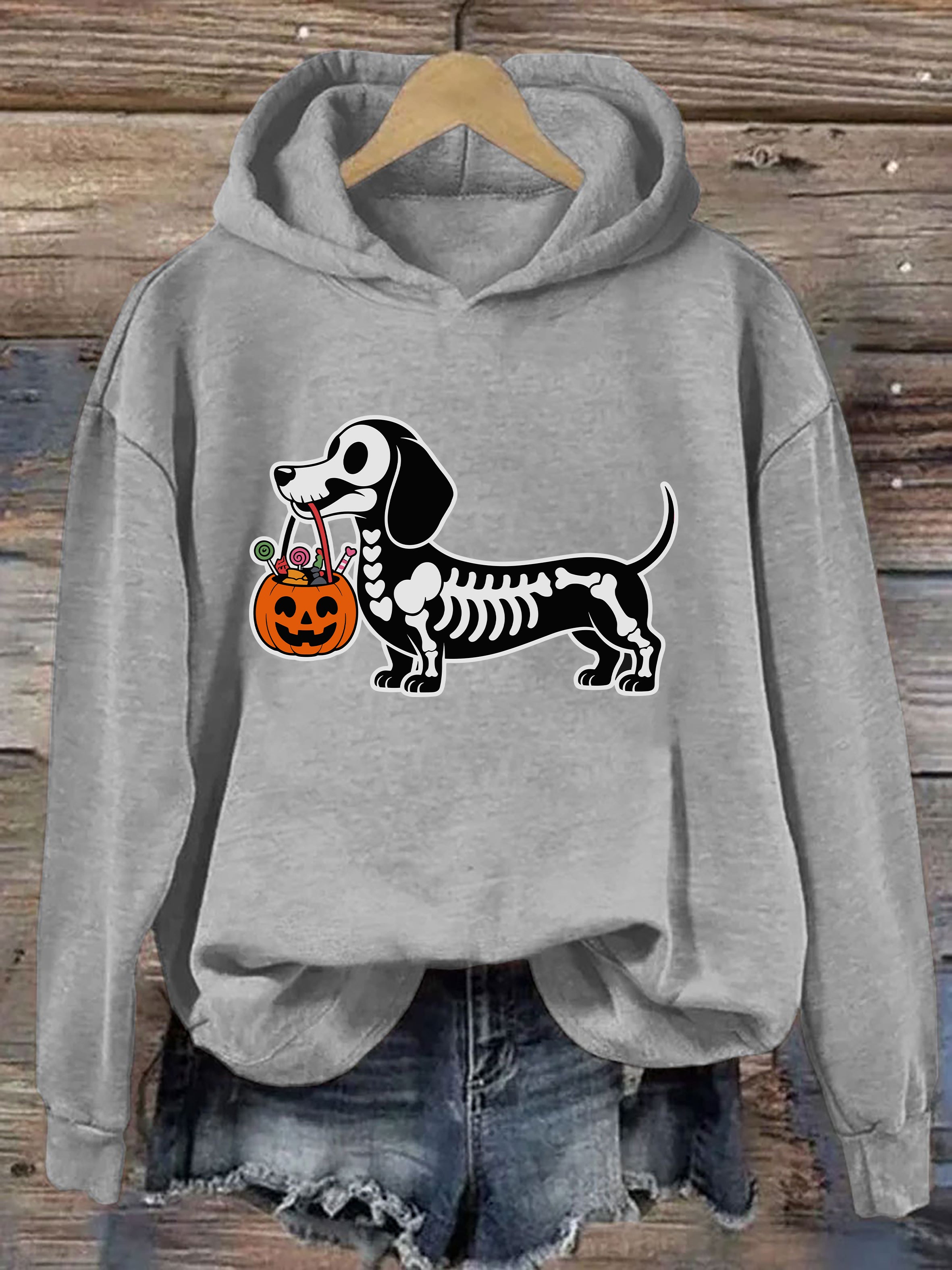 Skeleton Dog Halloween Hoodie