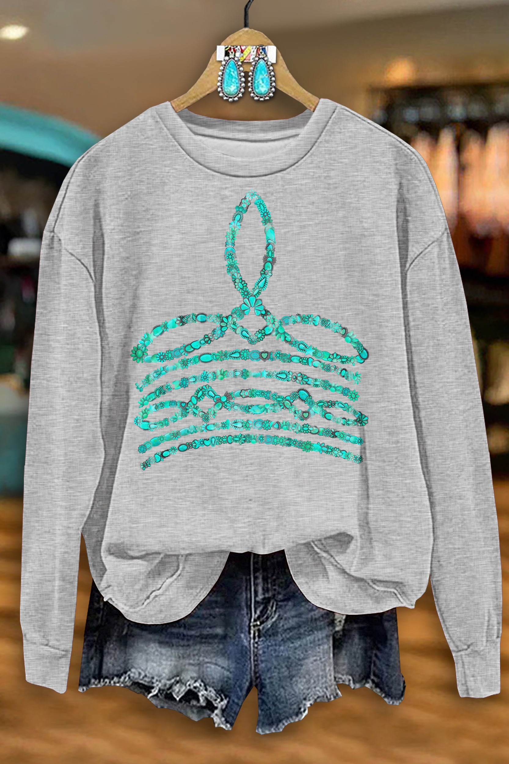Classic Western Boot Stitch Print Sweatshirt