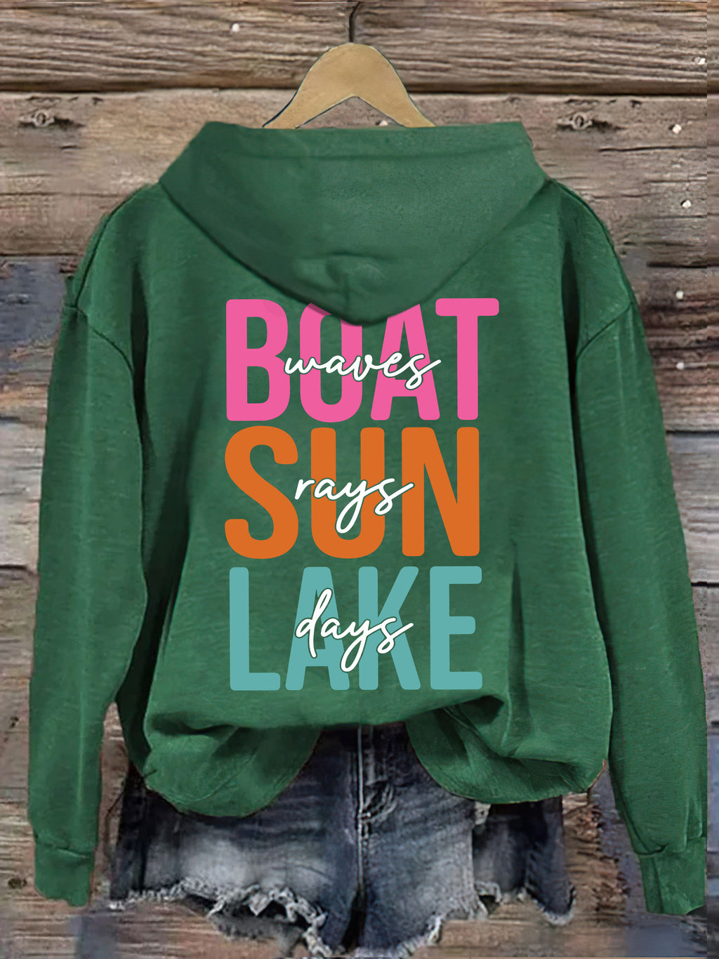 Boat Waves Sun Rays Lake Days Hoodie