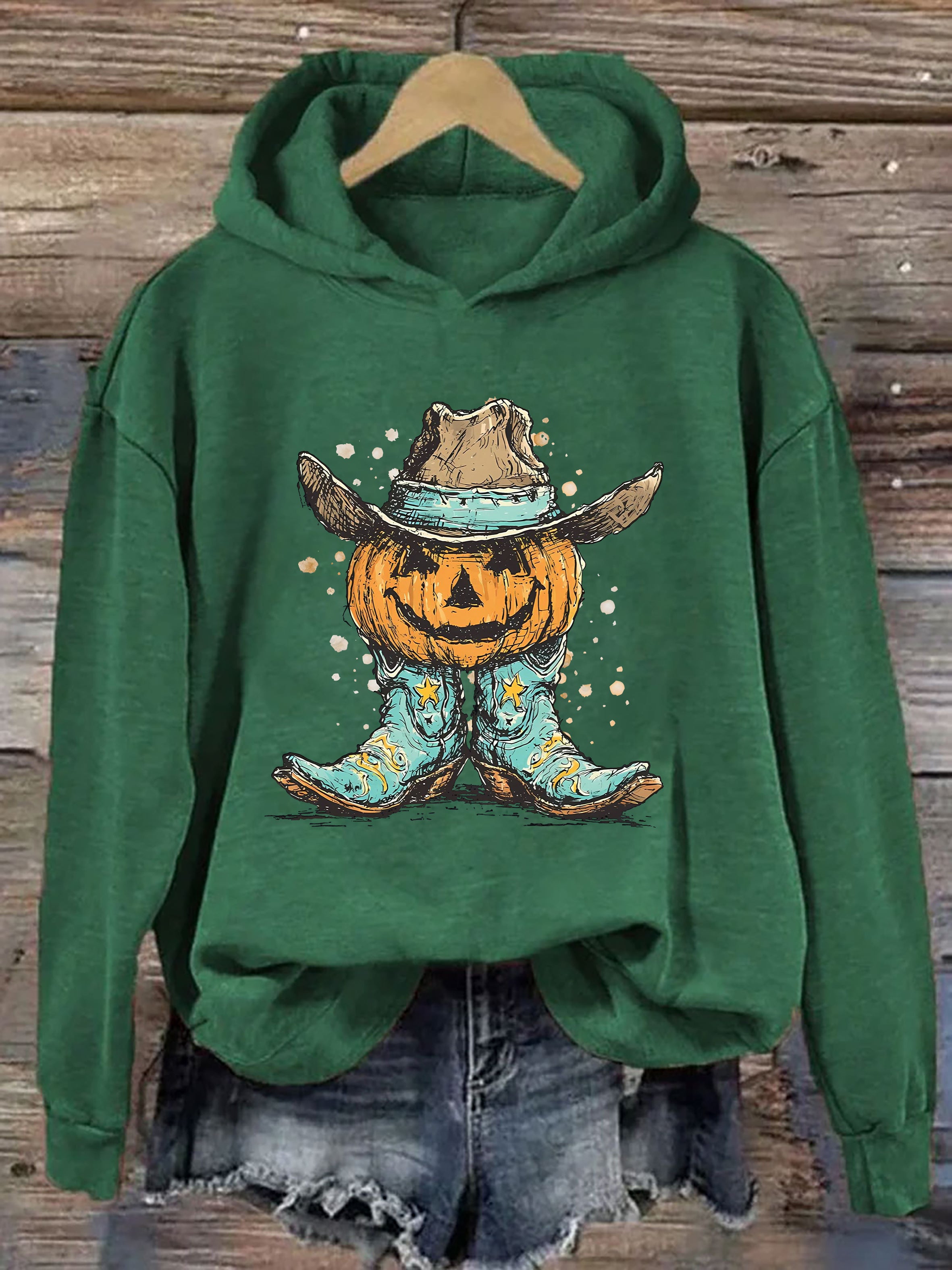 Western Pumpkin Boots Hoodie