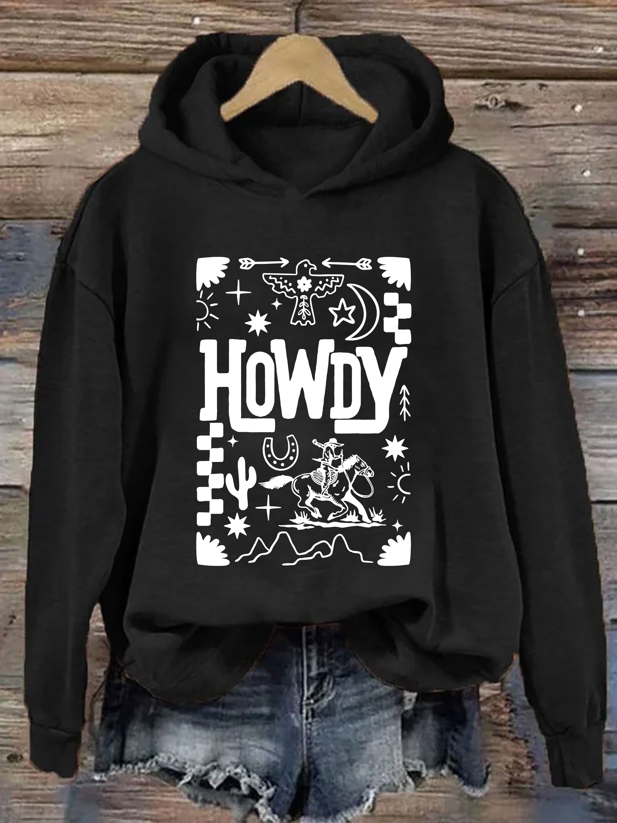 Howdy Cowboy Retro Floral Western Hoodie