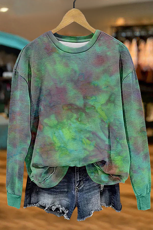 Cozy Mardi Gras Tie Dye Print Sweatshirt