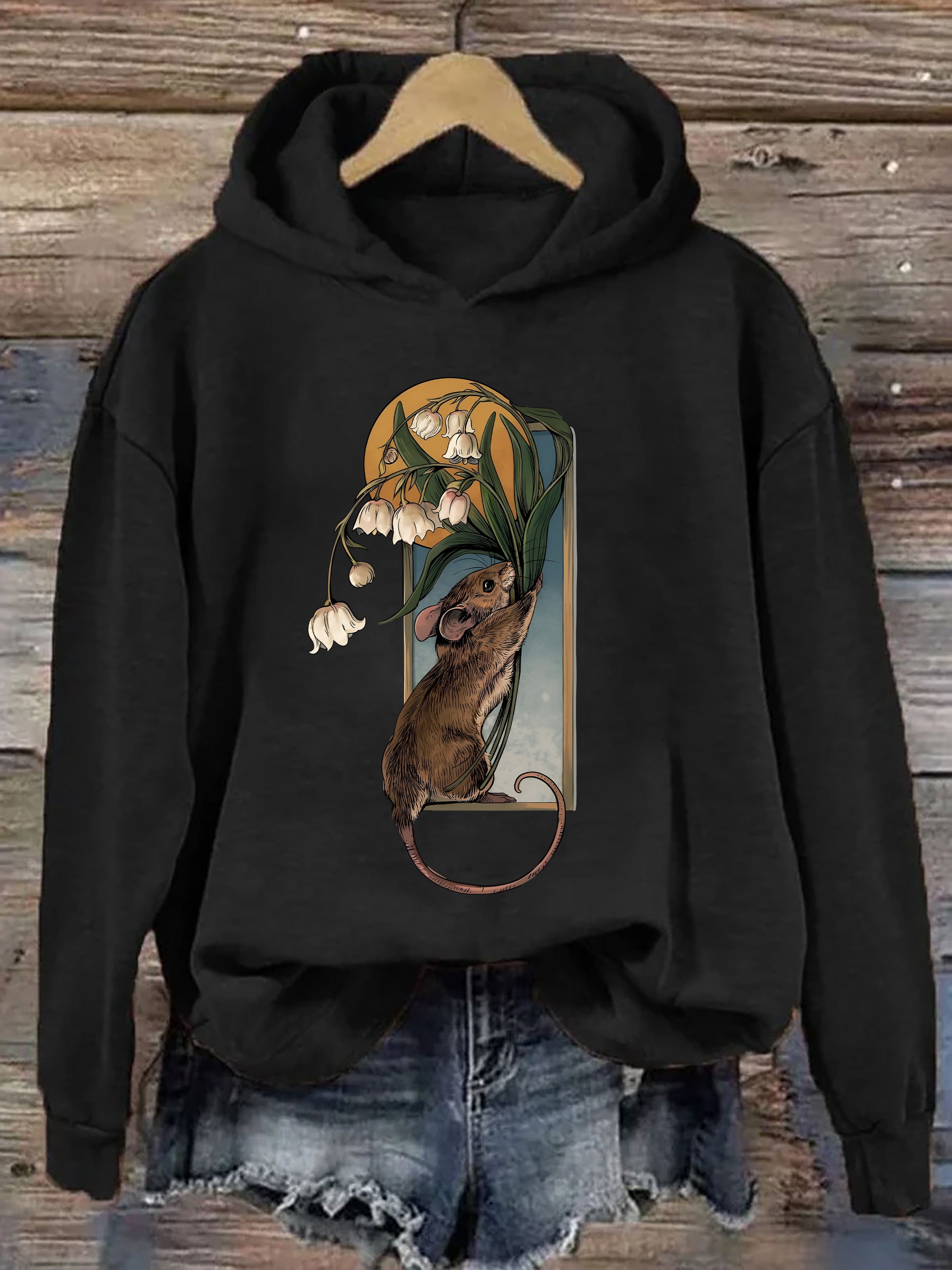 Cute Mouse And Lily Of The Valley Hoodie