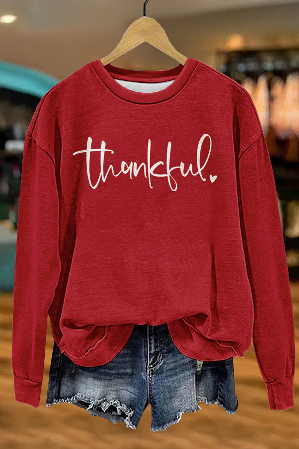 Simple Thanksgiving Print Sweatshirt