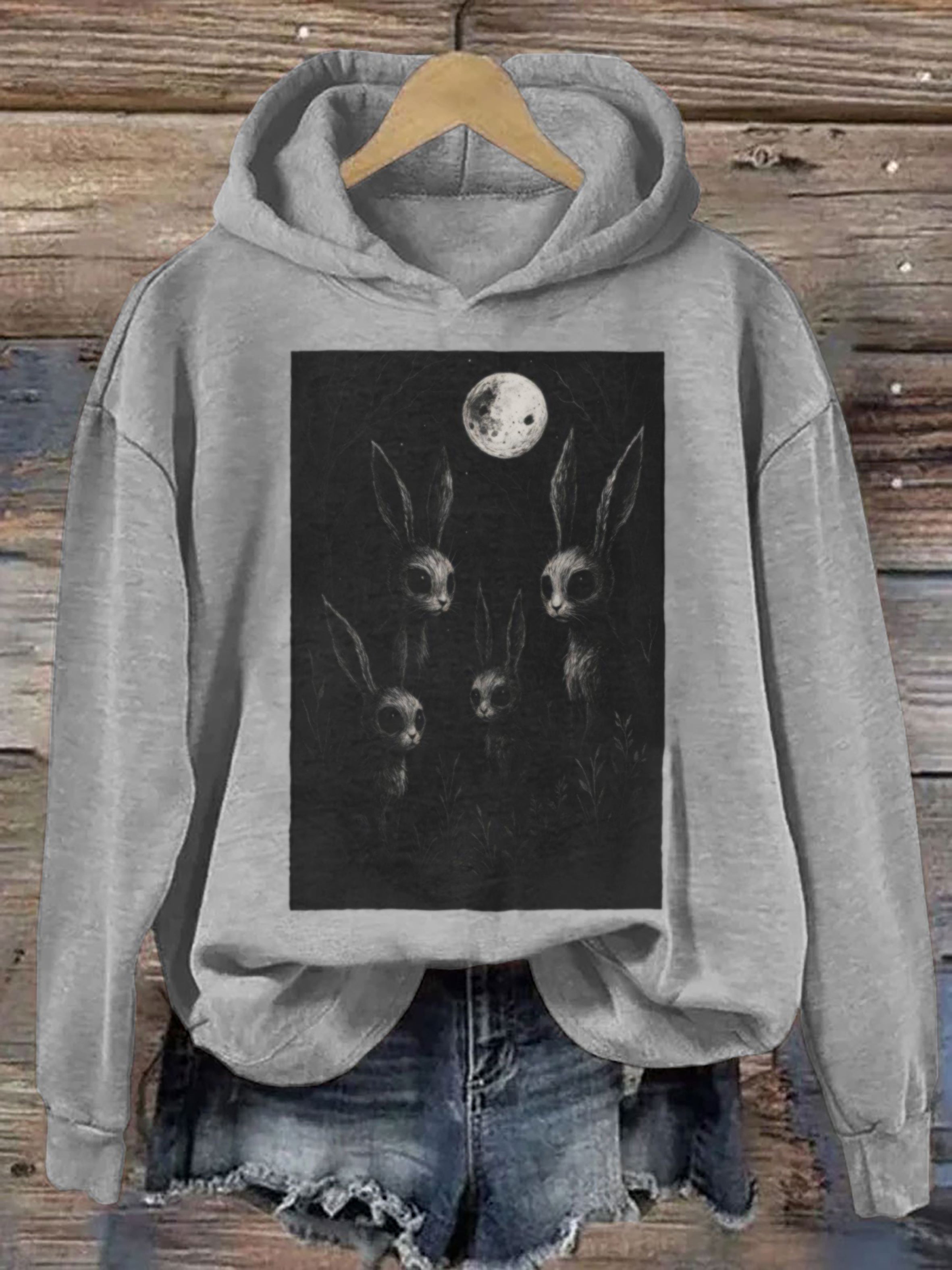 Creepy Bunny Forestcore Gothic Animal Hoodie