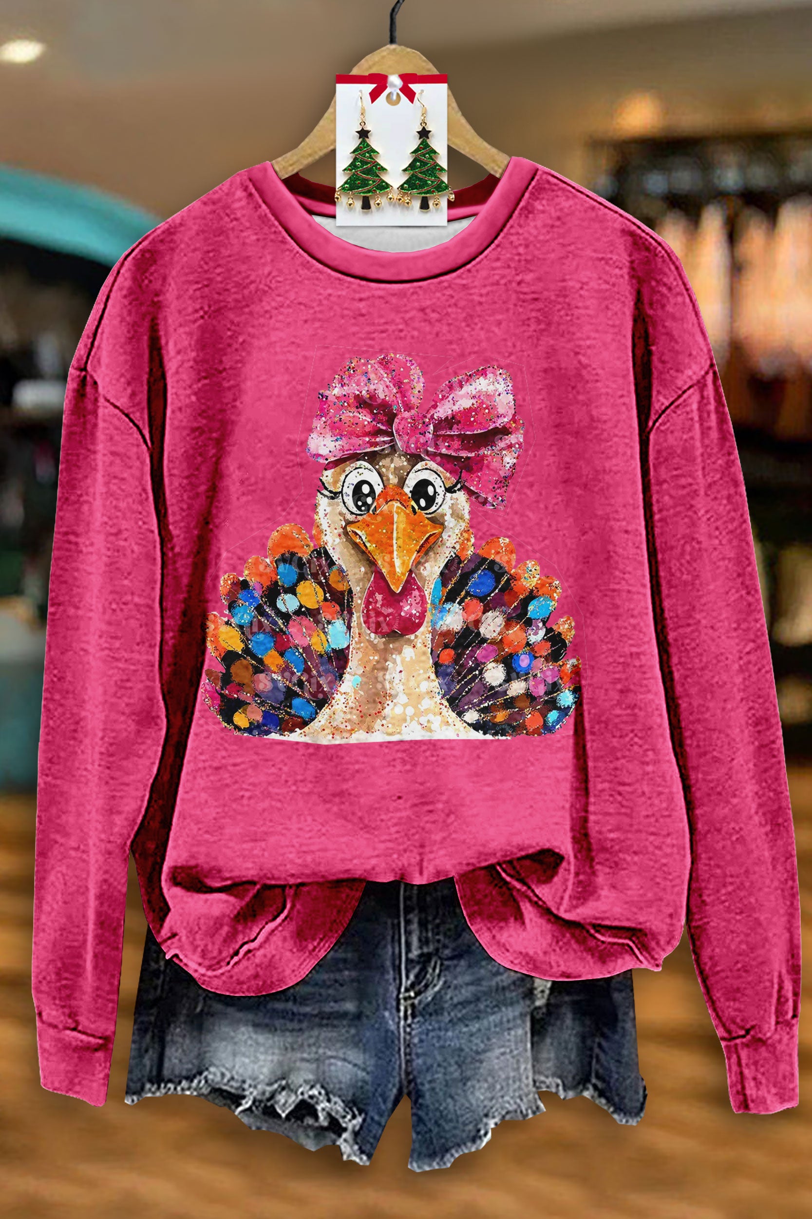 Thanksgiving Coquette Turkey  Print Sweatshirt