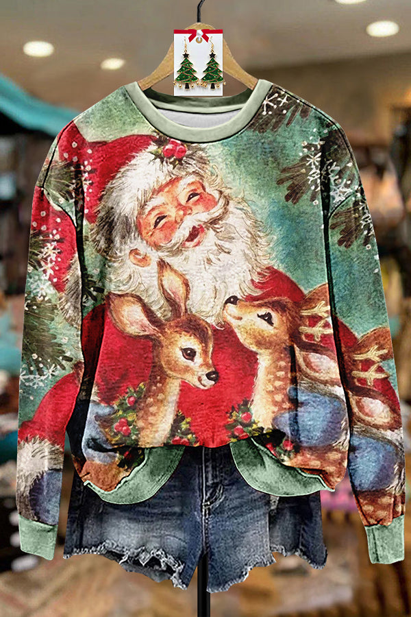 Retro Ugly Christmas Santa Deer Sweatshirt