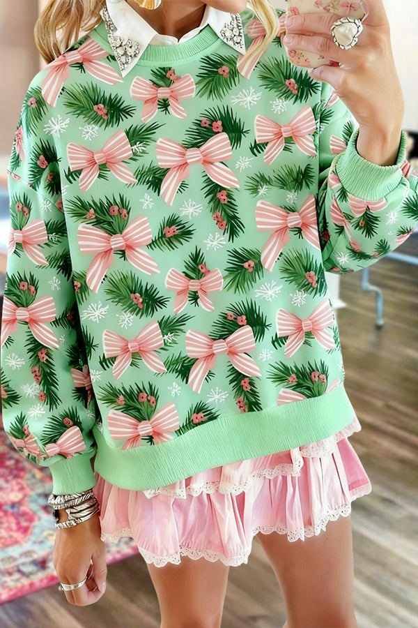 Elegant Christmas Bow Sweatshirt