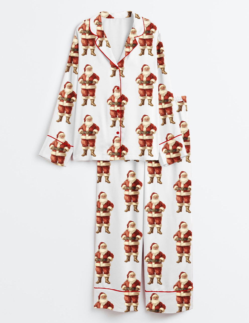 Christmas Santa Claus Long Sleeve Satin Pajama Set