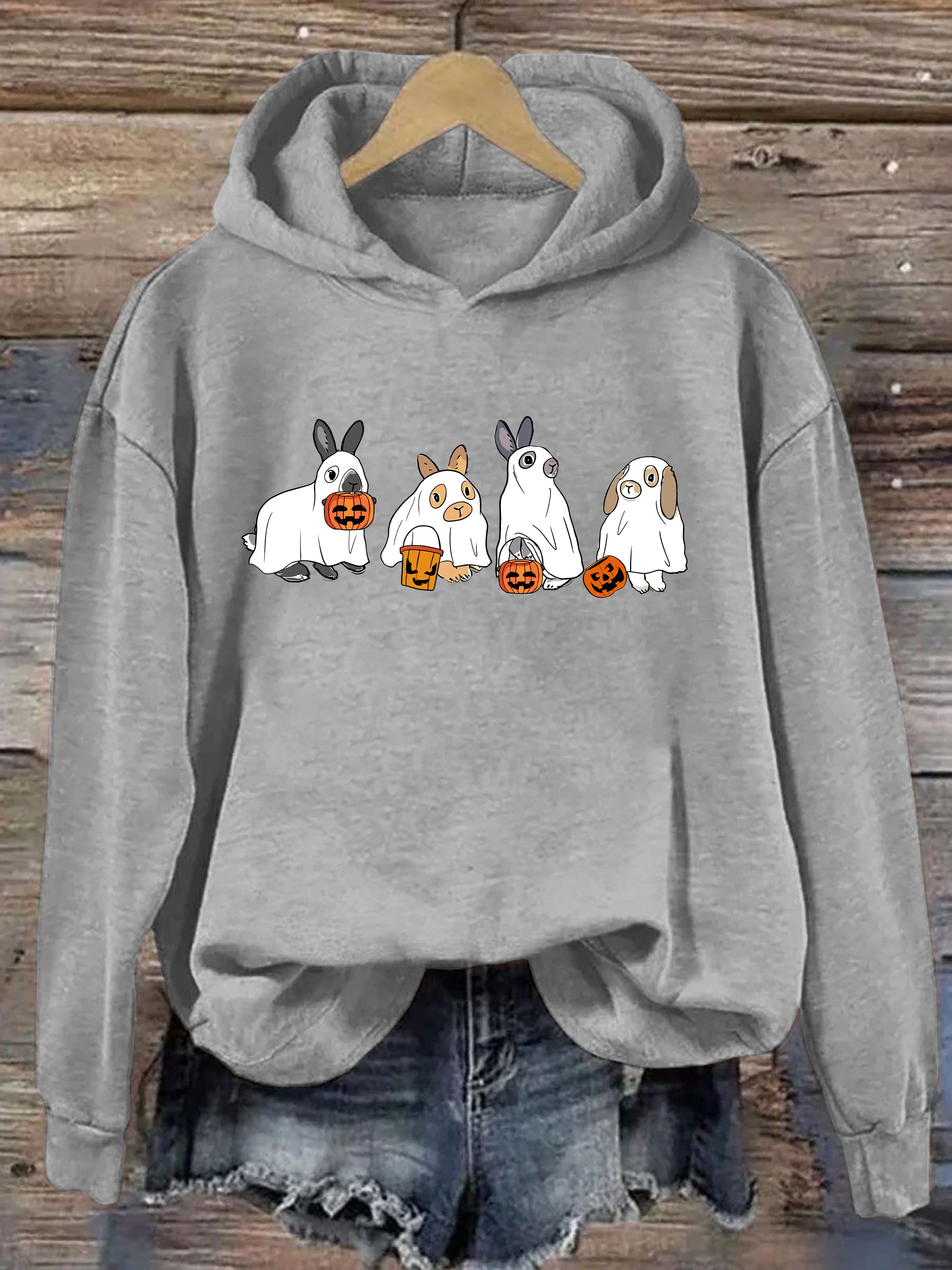 Cute Rabbit Ghost Halloween Hoodie