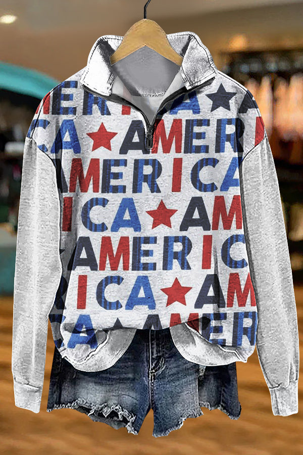 Chic Patriotic Day American Print Sweatshirt
