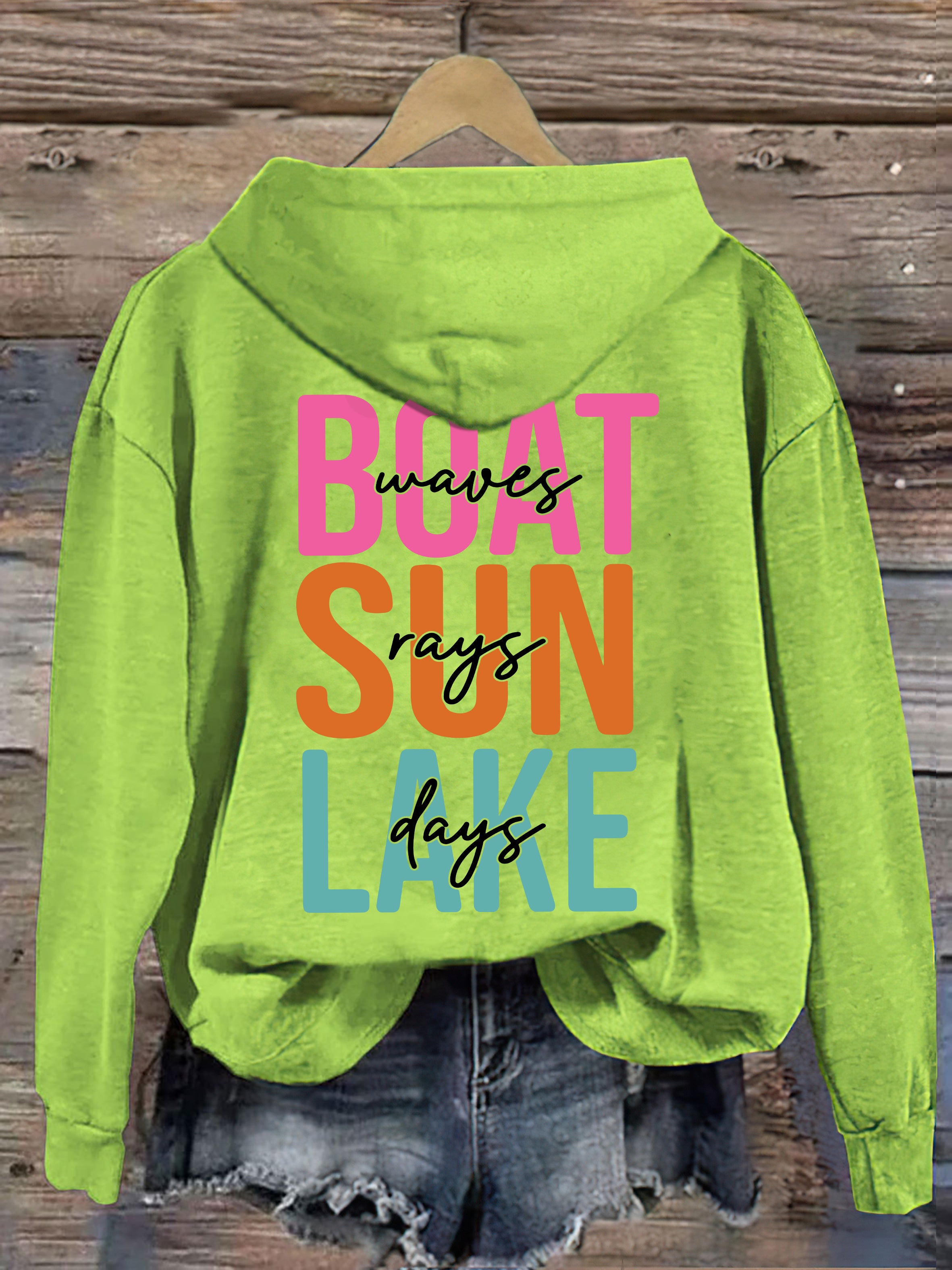 Boat Waves Sun Rays Lake Days Hoodie